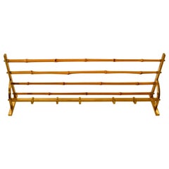 Vintage Wall Mounted Coat Rack in Brass with Bamboo Hat Rack from the 1950s
