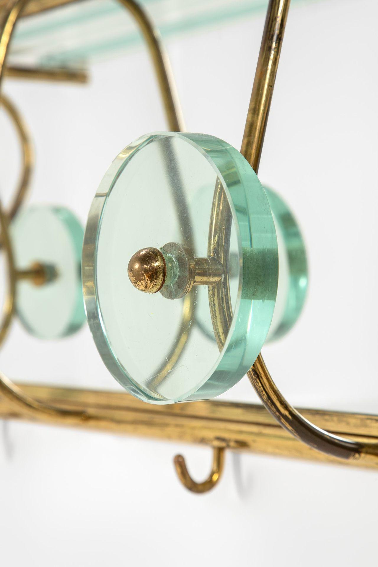 Mid-Century Modern Wall-Mounted Coat Rack in Polished Brass and Thick Crystal For Sale