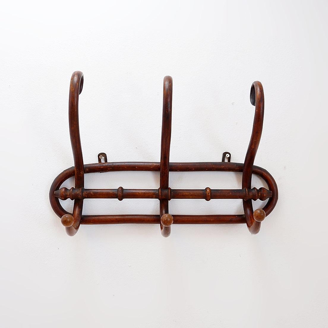 20th Century Wall-mounted coat rack, Thonet style. For Sale