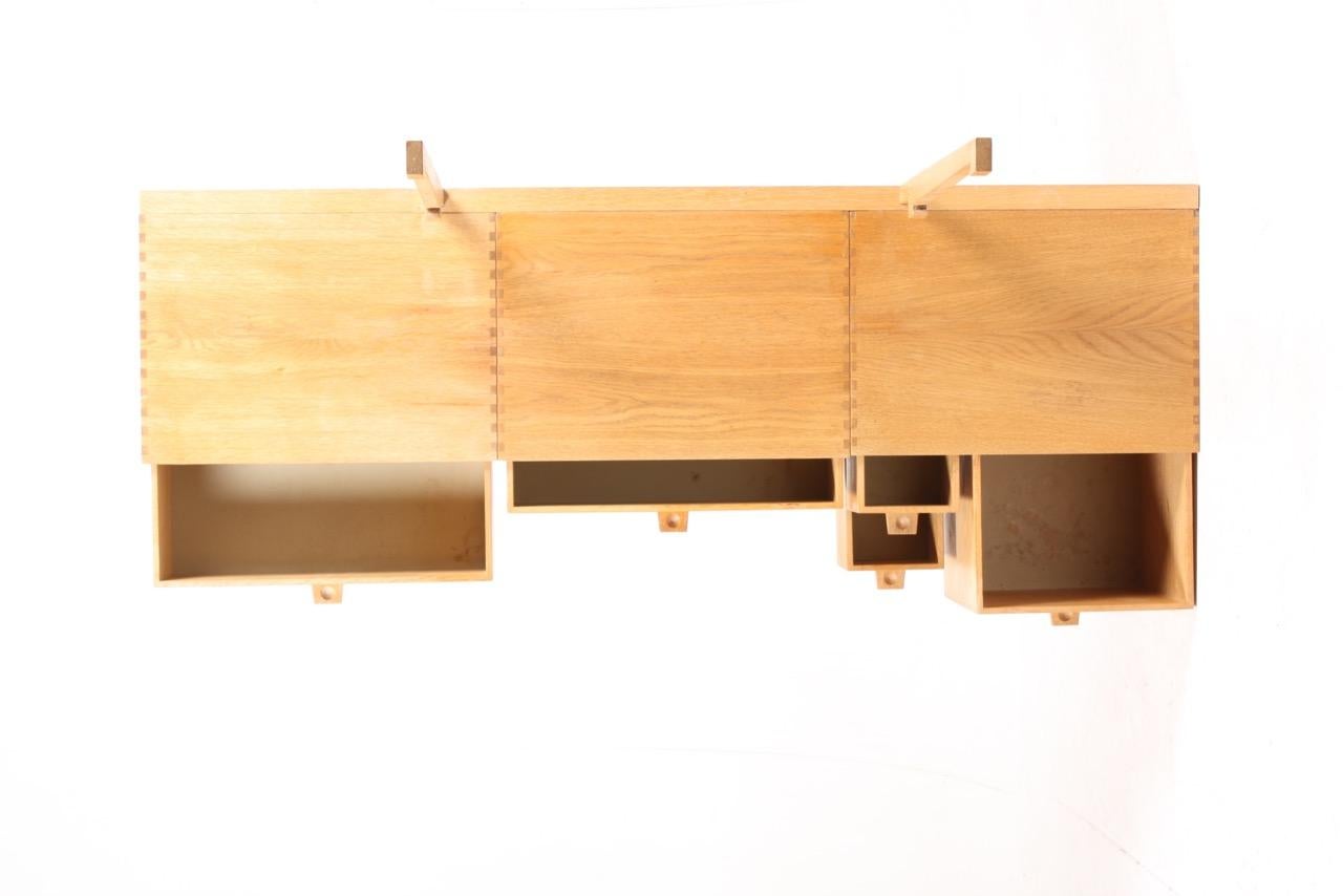 Wall-Mounted Console in Solid Oak by Uno and Osten Kristiansson, Sweden, 1950s 1