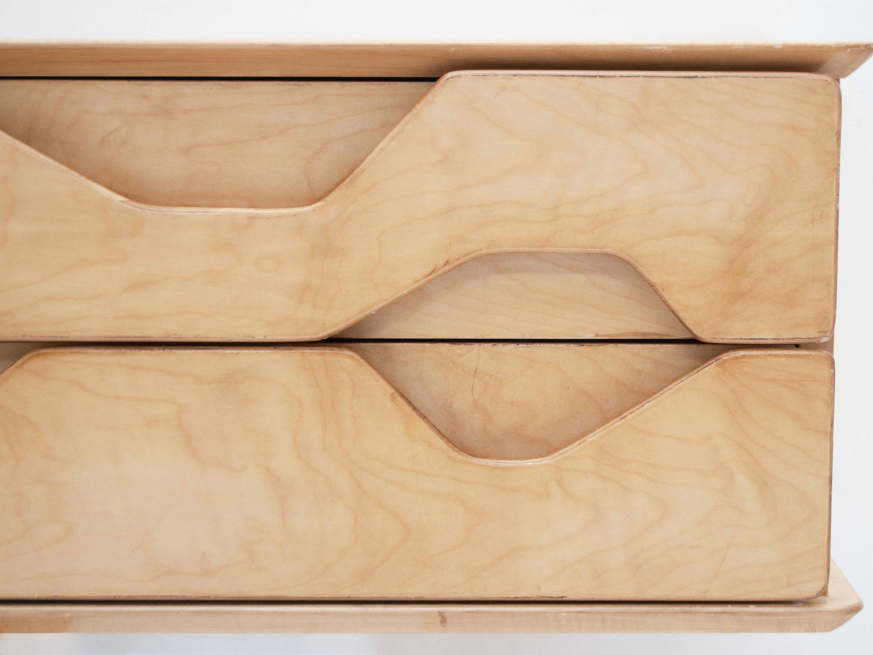 Wood Wall-mounted console of drawers by Gio Ponti, 1950s For Sale