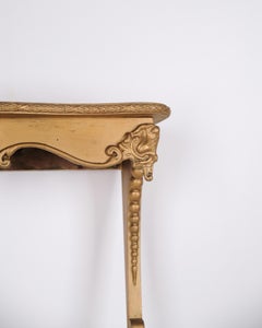 Wall Mounted Console Table in Gilded Wood with Carvings in Rococo Style