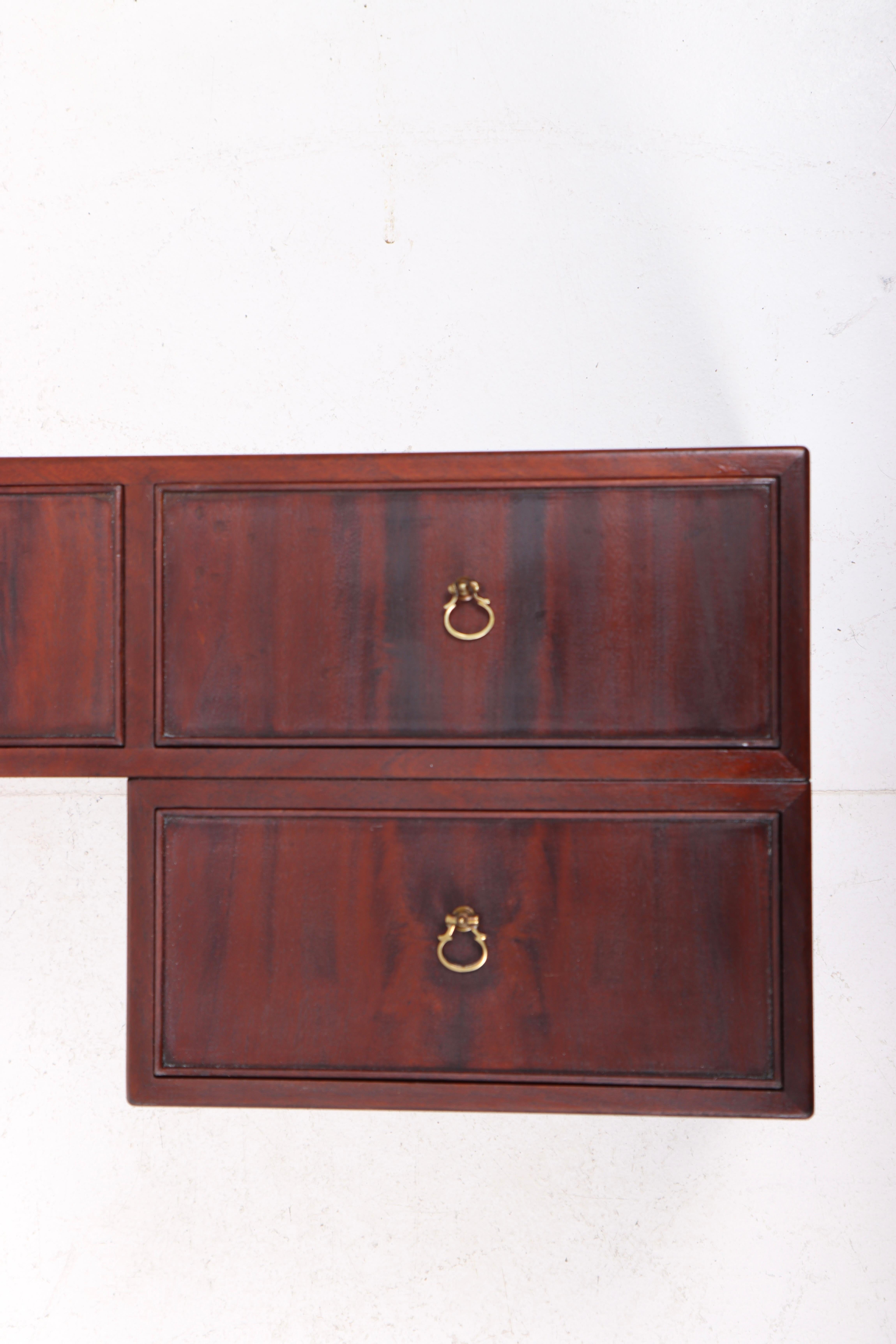 Scandinavian Modern Wall Mounted Console Table in Mahogany Designed by Frits Heningsen, 1940s