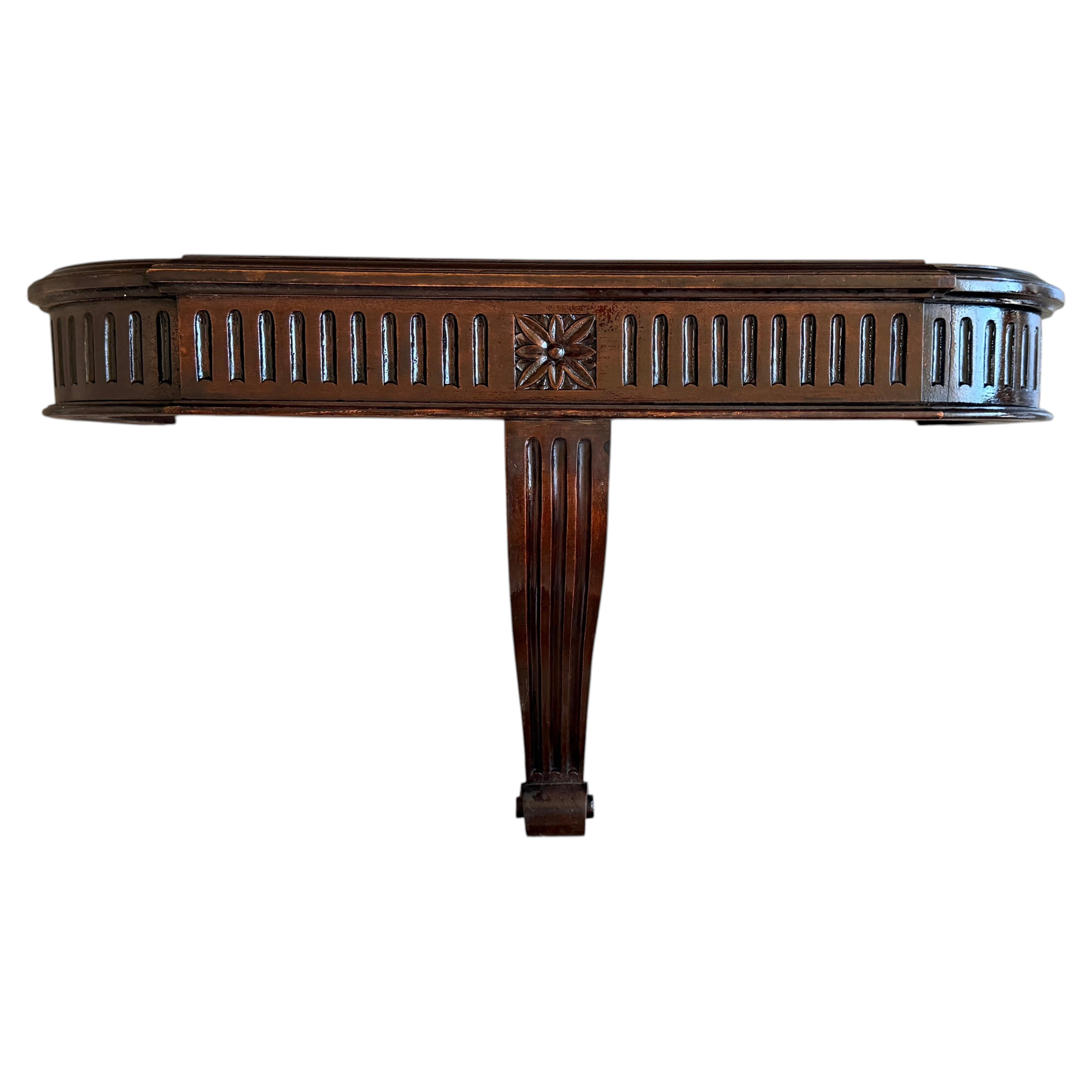 Wall-Mounted Console Table in Solid Walnut For Sale