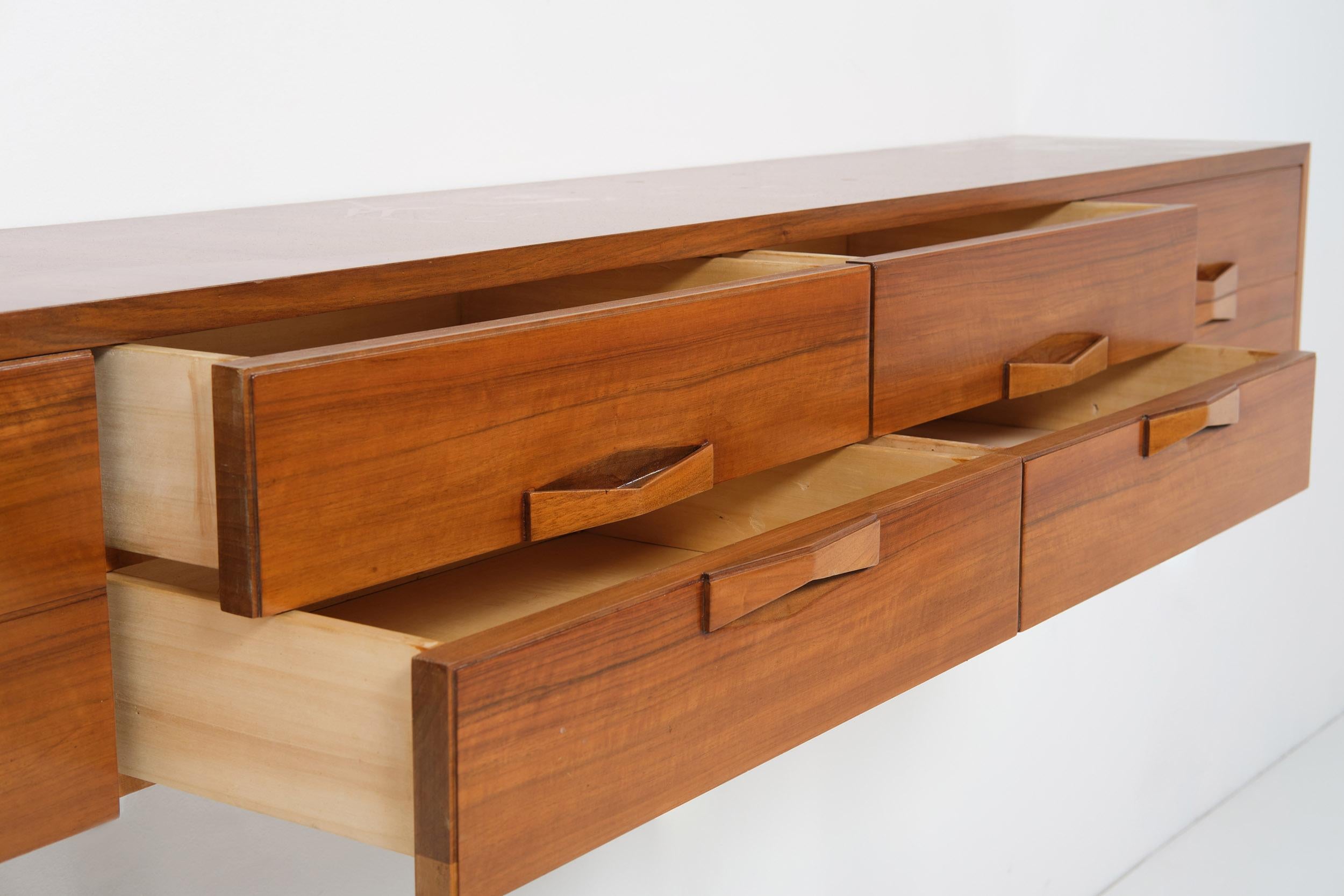 Wall Mounted Console by Dassi in Walnut, Italian Design, 1960 circa 6