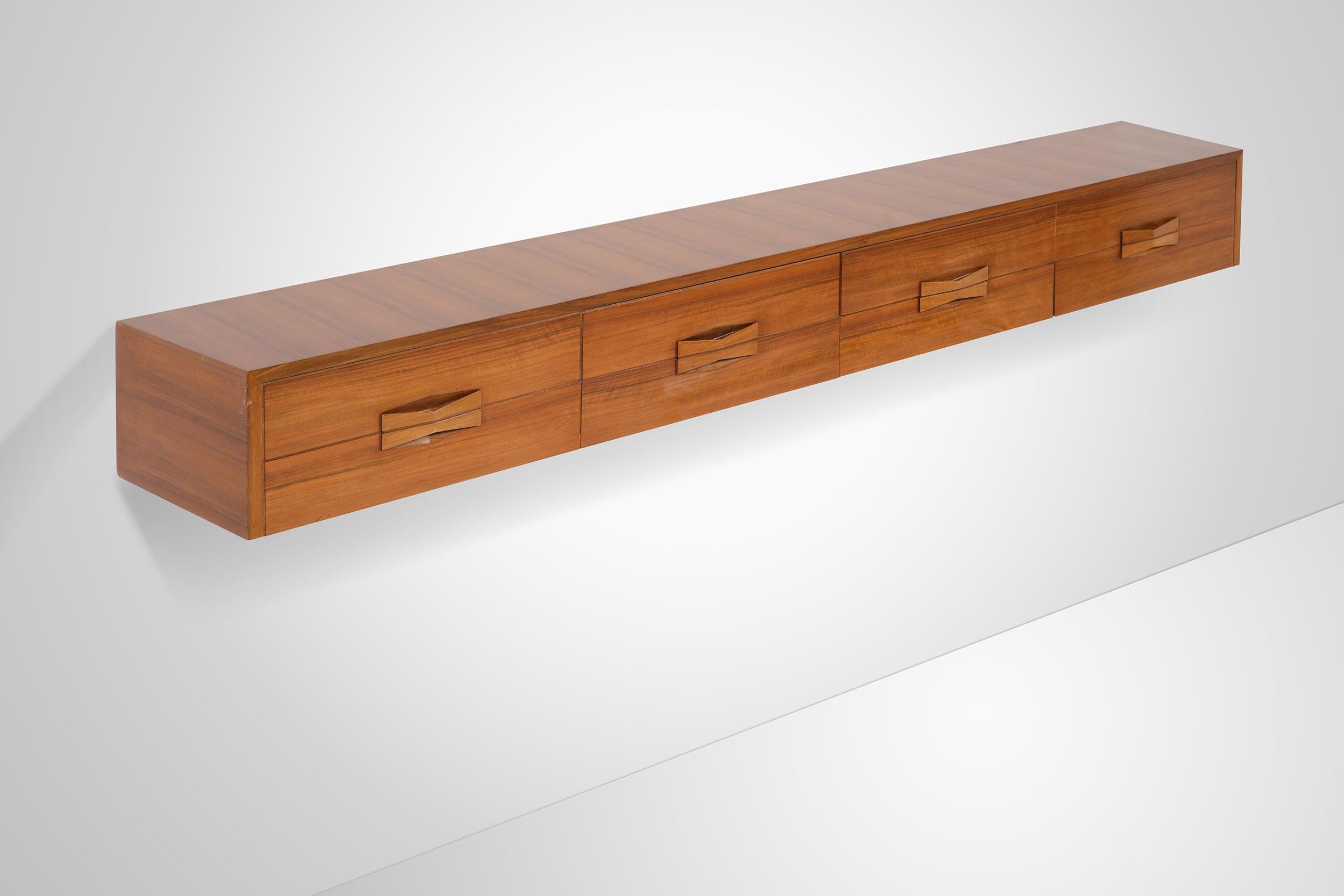 Mid-Century Modern Wall Mounted Console by Dassi in Walnut, Italian Design, 1960 circa