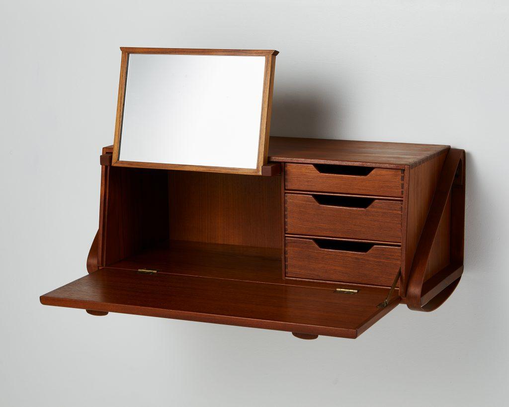 Teak Wall Mounted Dressing Cabinet, Designed by Kristian S. Vedel for I. Christiansen