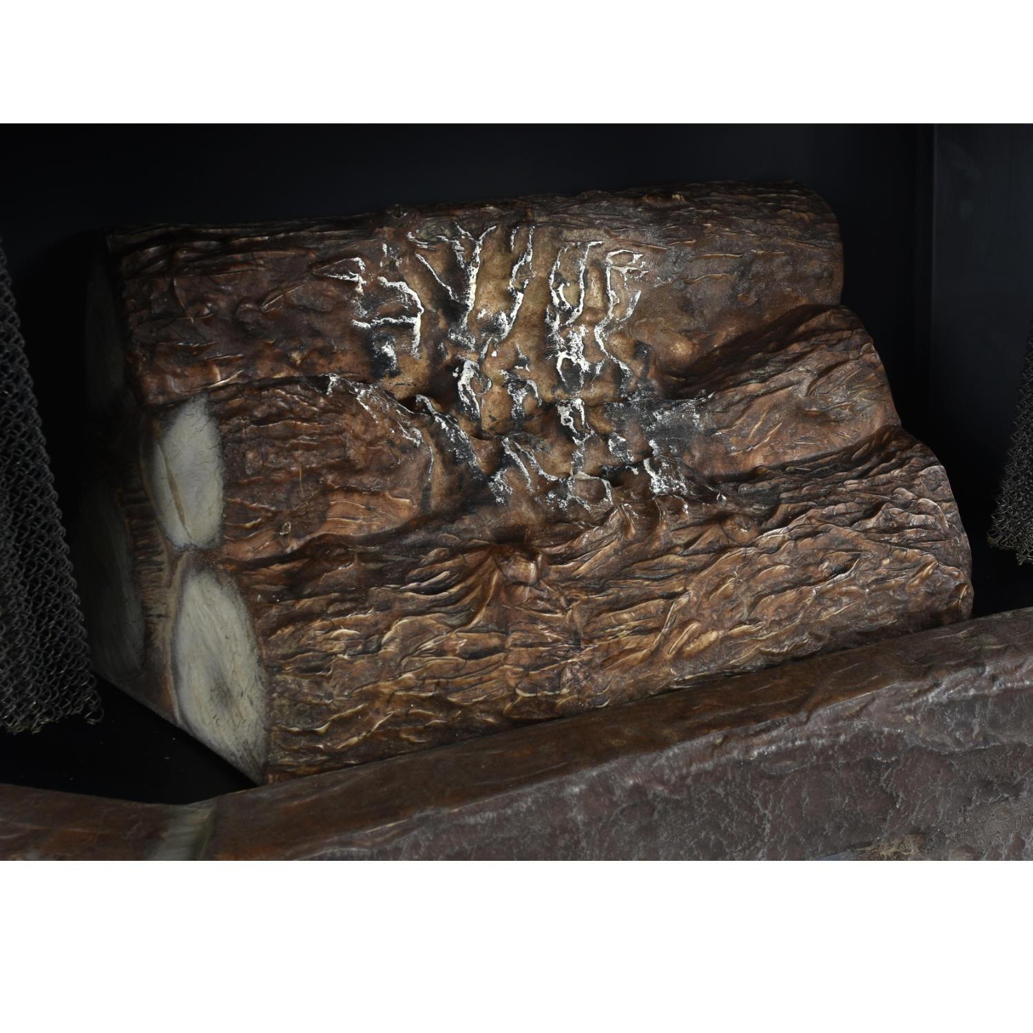 Mid-Century Wall Mounted Faux Stone Electric Fireplace with Space Heater For Sale 4
