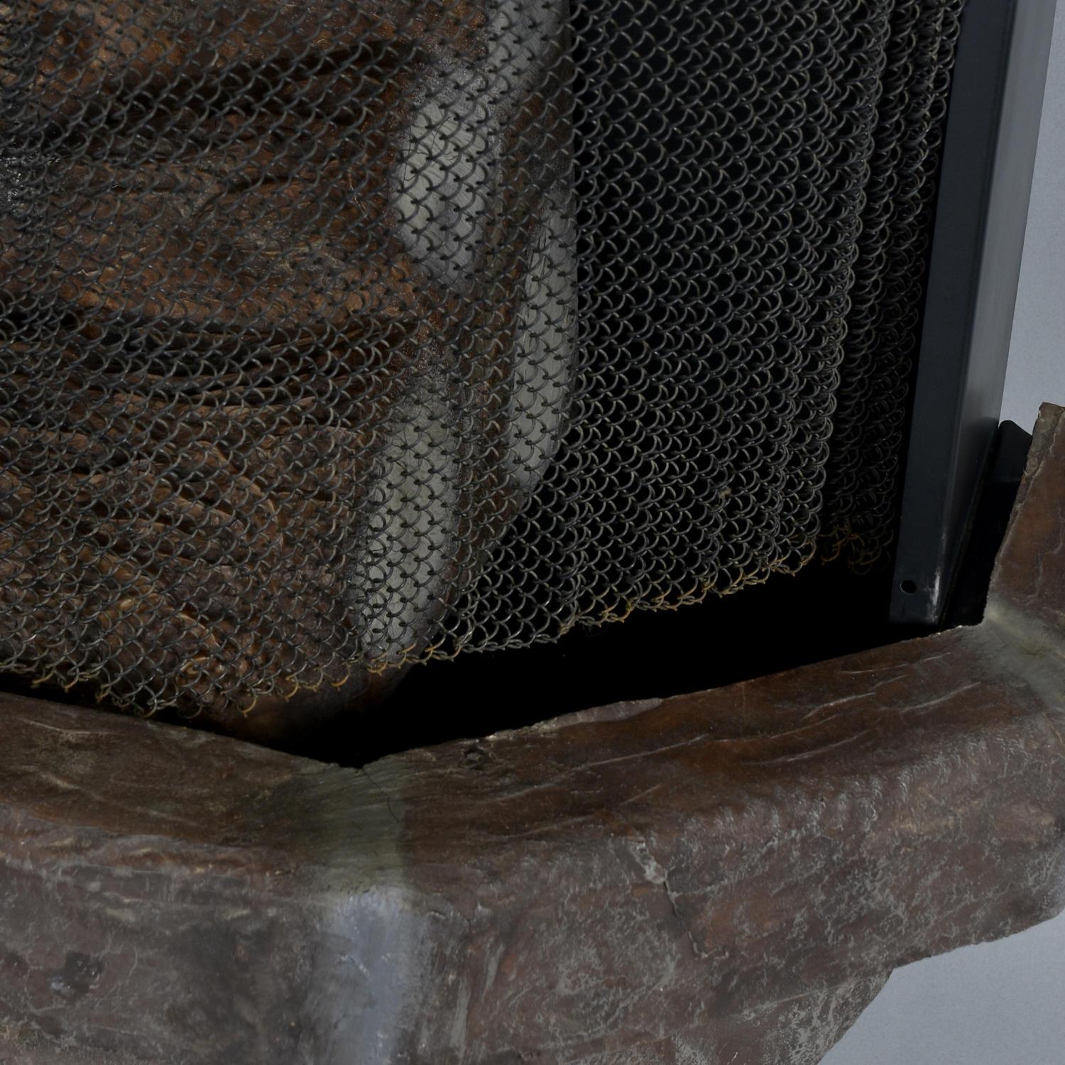 Mid-Century Wall Mounted Faux Stone Electric Fireplace with Space Heater For Sale 1