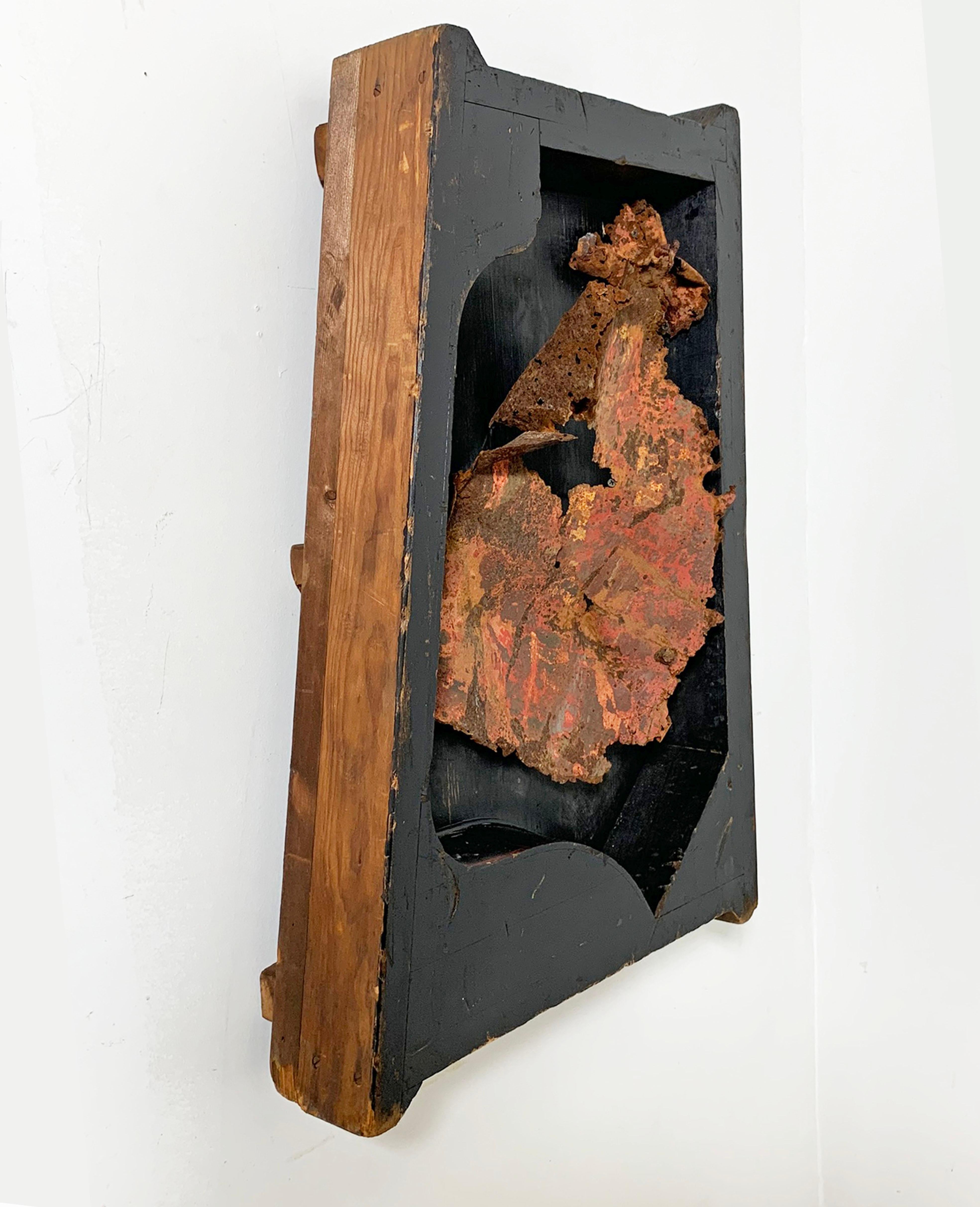 Wall Mounted Found Objects Sculpture by Mayer Spivack Dated 1975 In Good Condition For Sale In Peabody, MA