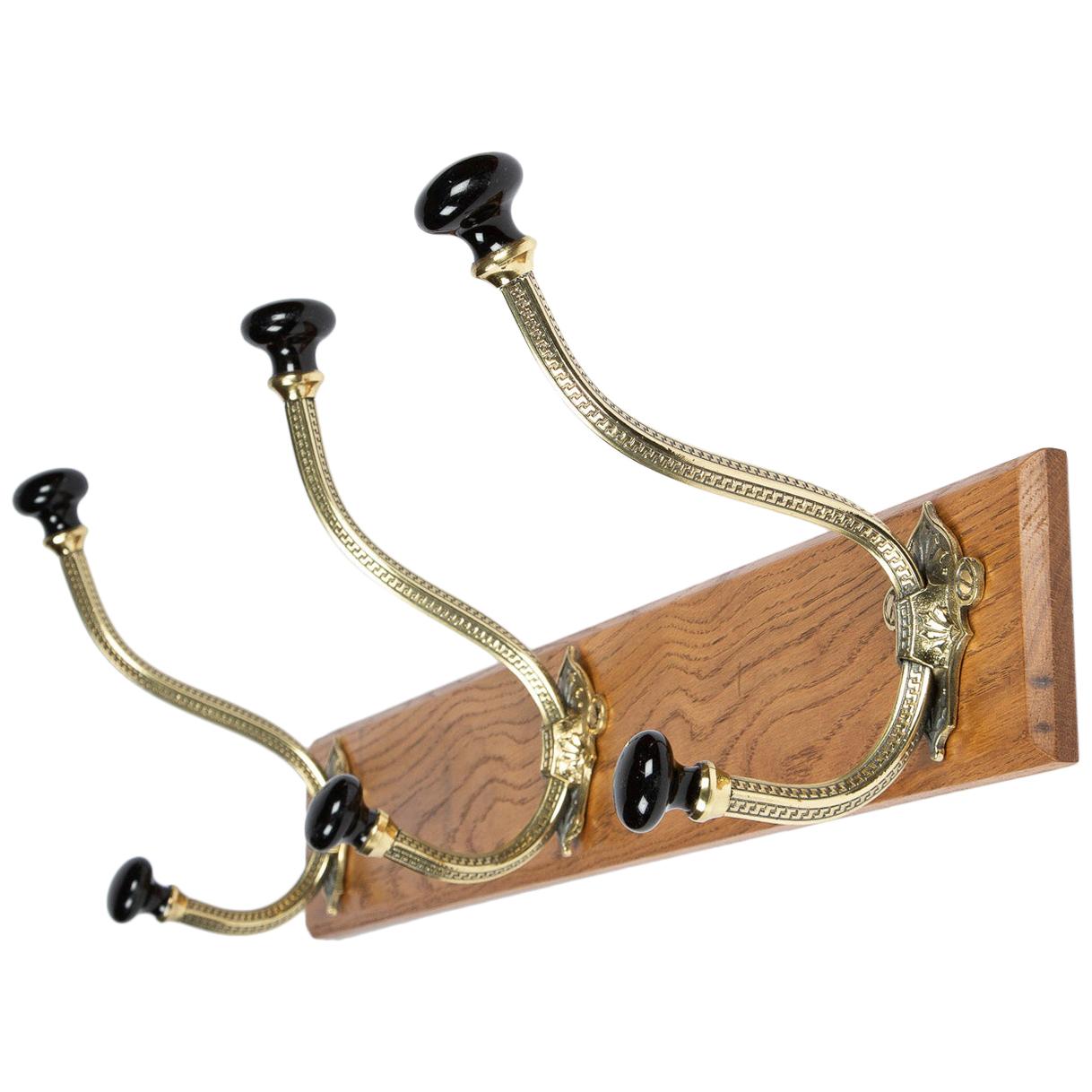 Wall Mounted Brass and Porcelain Hat and Coat Hooks For Sale at 1stDibs
