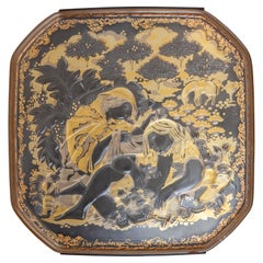 Wall mounted Frosted Glass Art object with the Parable of the Good Samaritan