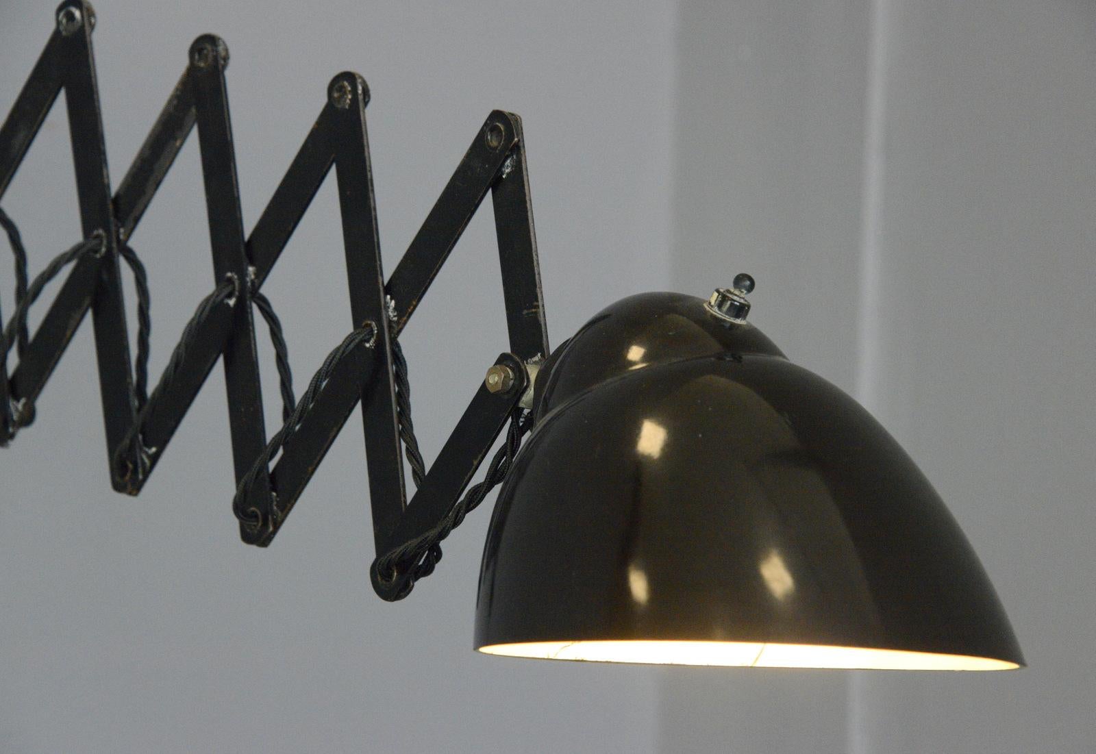 Wall Mounted German Scissor Lamp, circa 1920s In Good Condition In Gloucester, GB