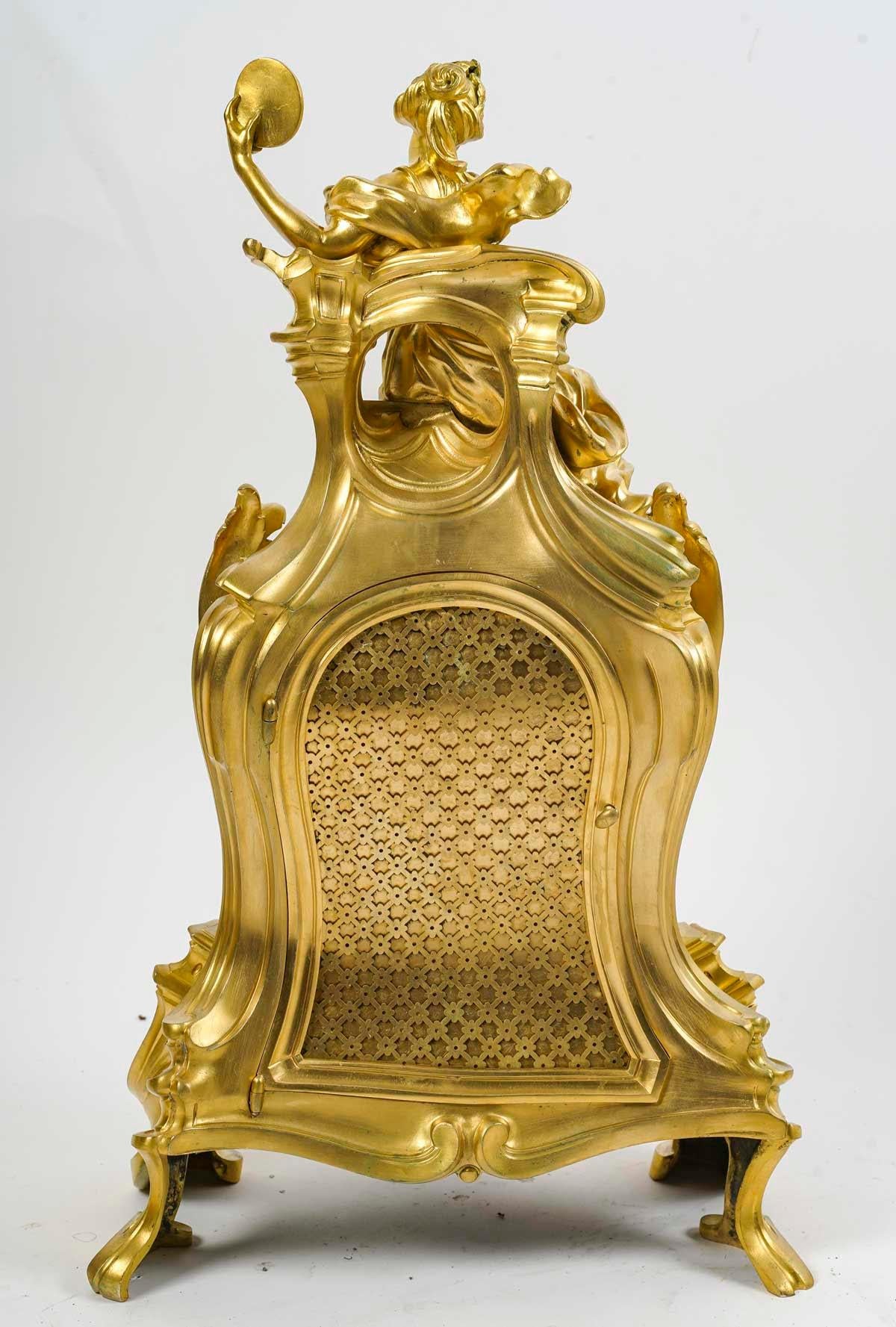 Wall-Mounted Gilt Bronze Cartel in the Louis XV Style, 19th Century. 4