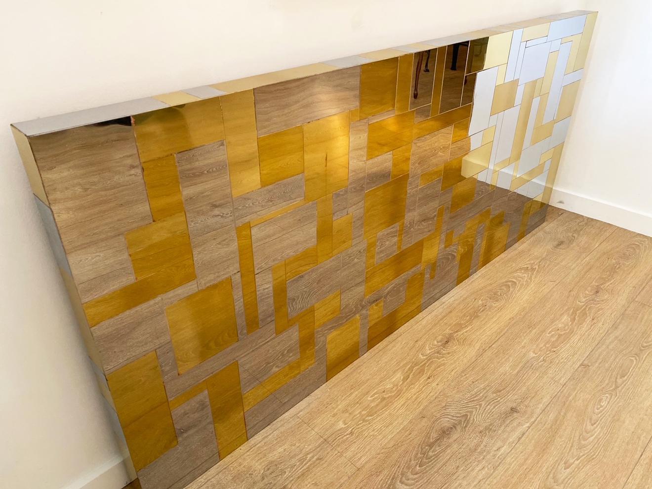 Mid-Century Modern Wall Mounted Headboard in Chrome and Brass by Paul Evans