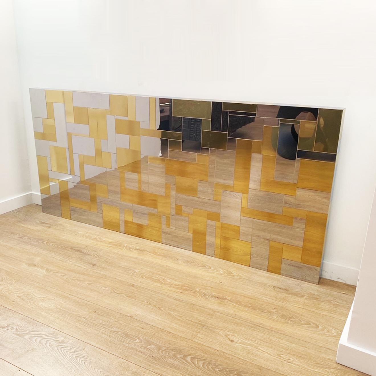 Wall Mounted Headboard in Chrome and Brass by Paul Evans In Good Condition In Miami, FL