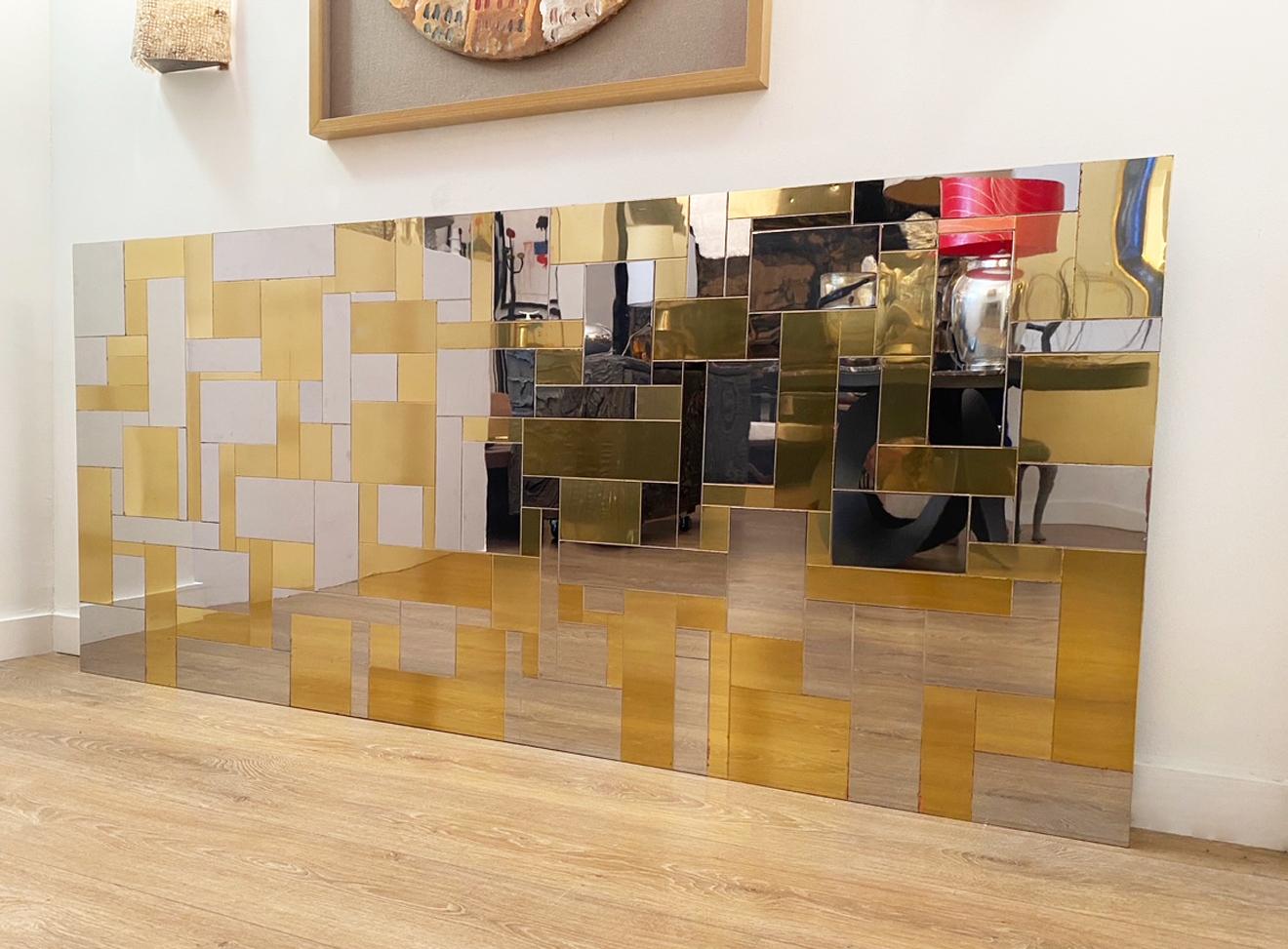 Late 20th Century Wall Mounted Headboard in Chrome and Brass by Paul Evans