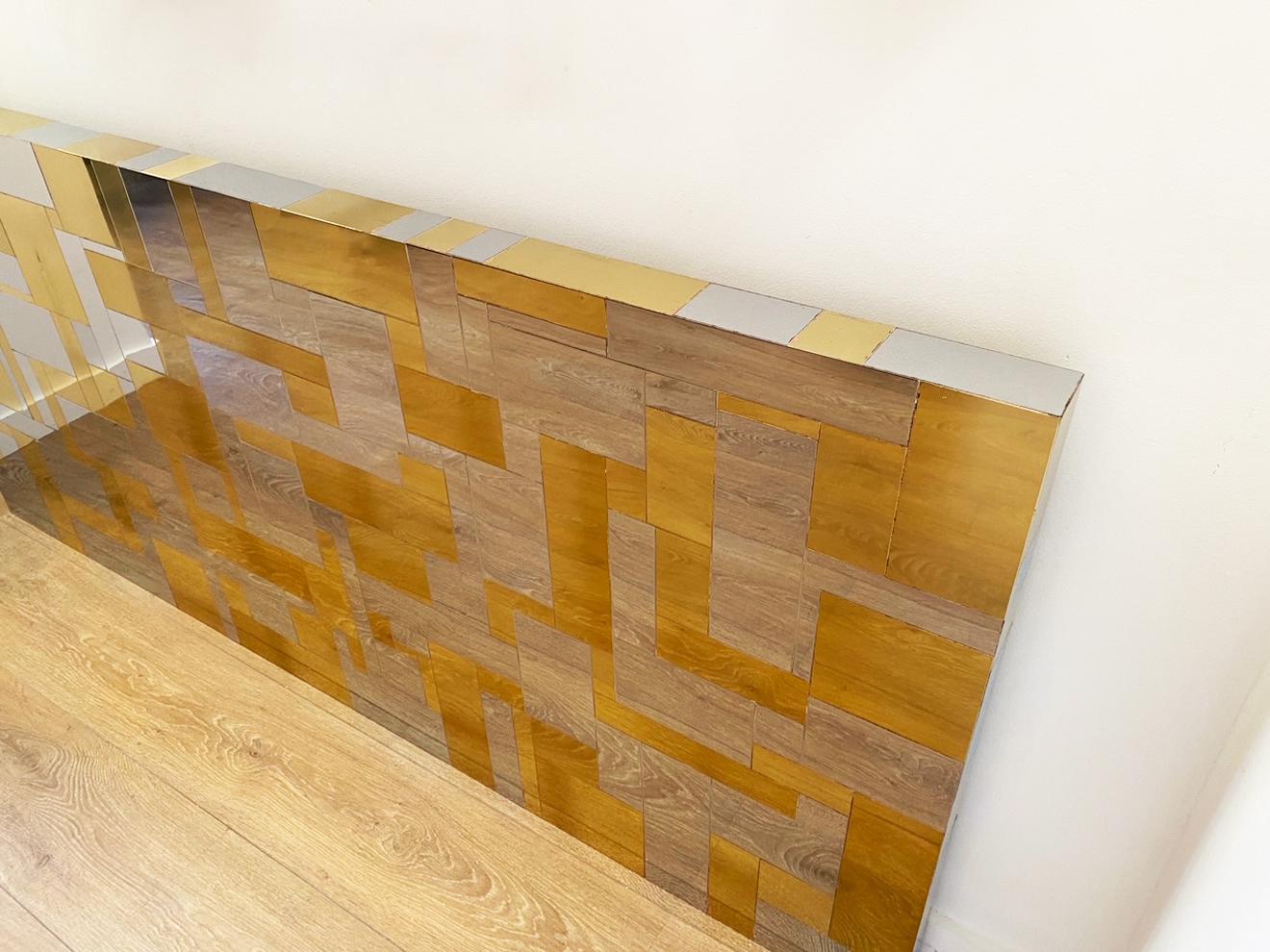 Wall Mounted Headboard in Chrome and Brass by Paul Evans 2