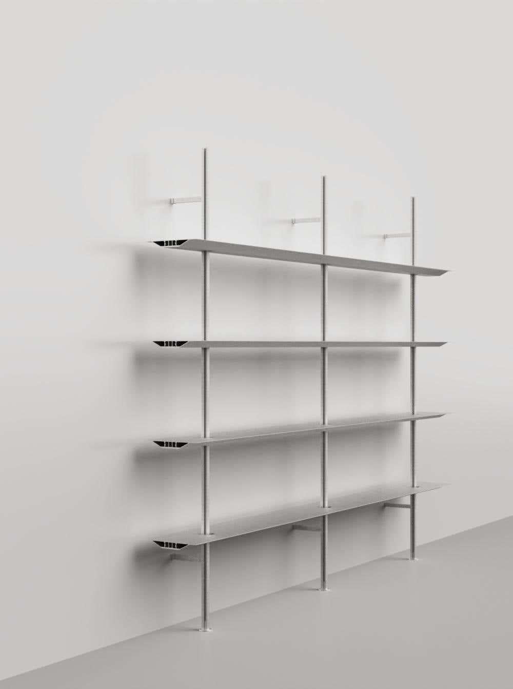 Modern Wall Mounted Hypótila Shelving with Silver Aluminium Finish Ex.2 For Sale
