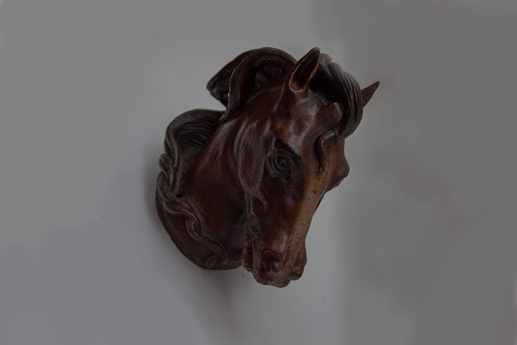 Hand-Crafted Wall Mounted Impressive Life Size Horses Head For Sale