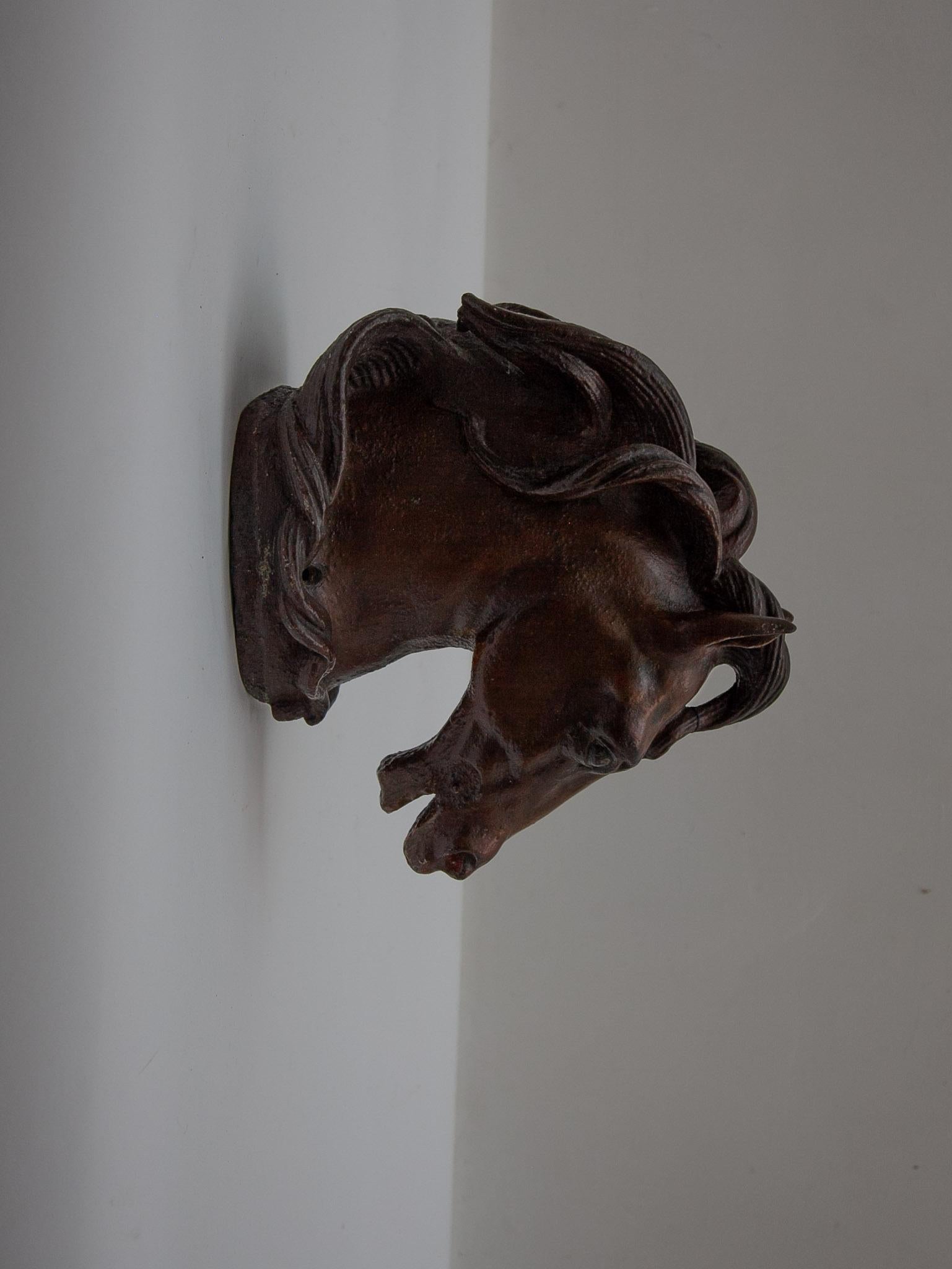 Mid-20th Century Wall Mounted Impressive Life Size Horses Head For Sale