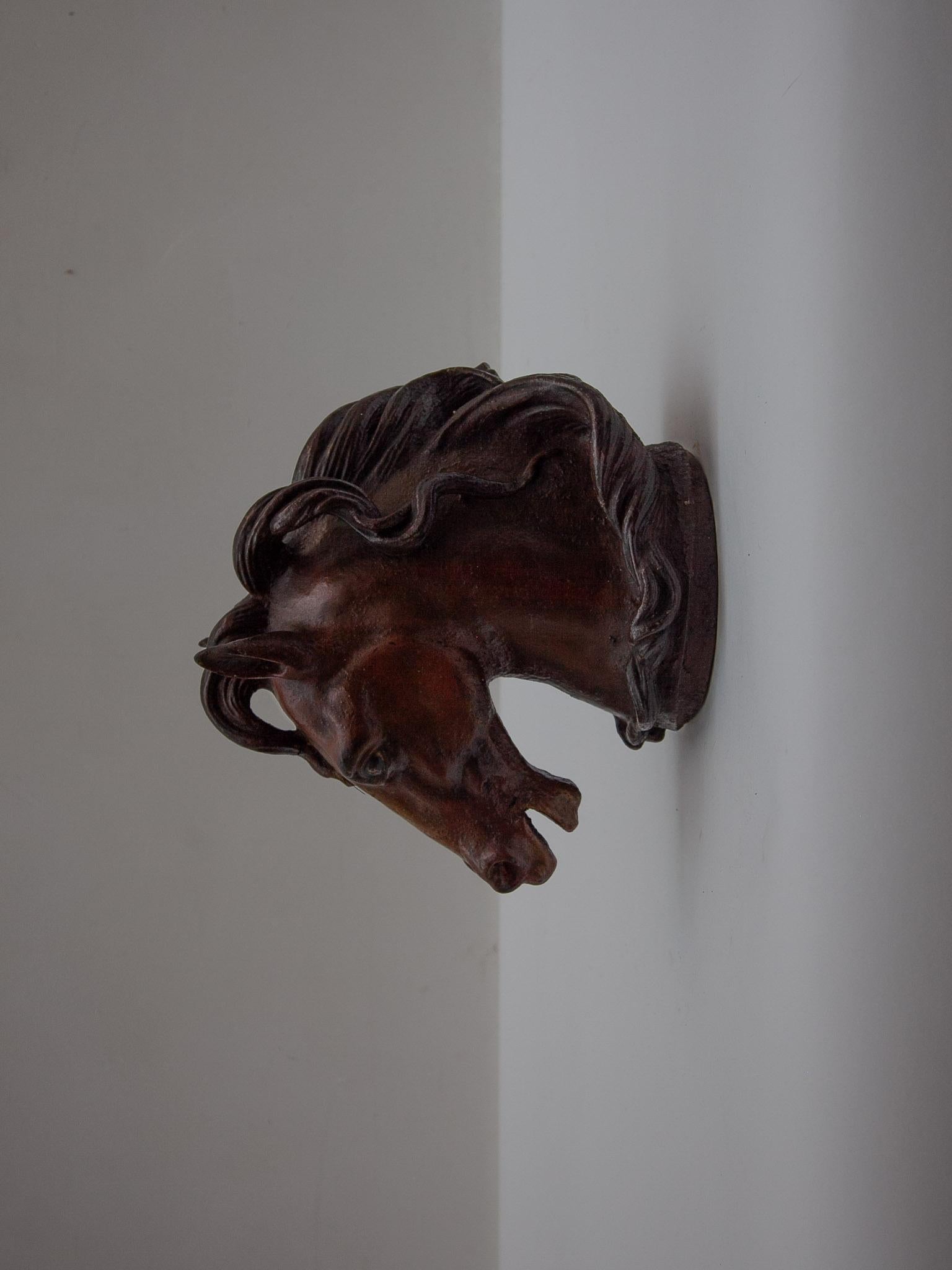 Bronze Wall Mounted Impressive Life Size Horses Head For Sale