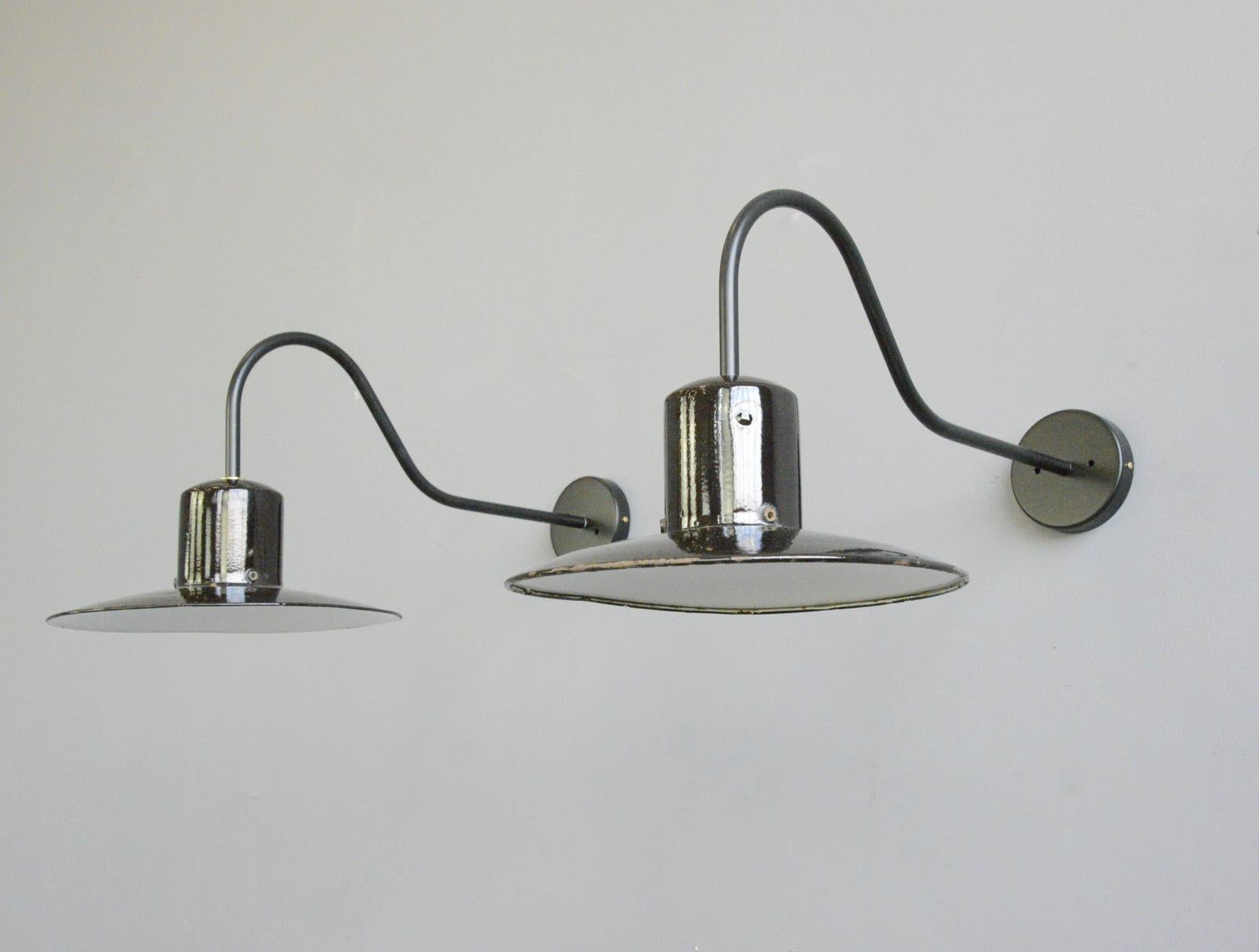 Steel Wall Mounted Industrial Lights Circa 1950s For Sale