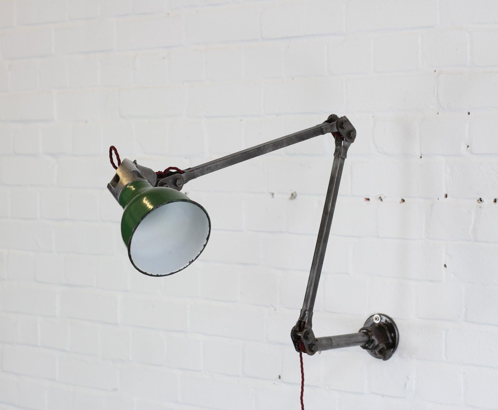 English Wall Mounted Industrial Task Lamp by Mek Elek, circa 1930s