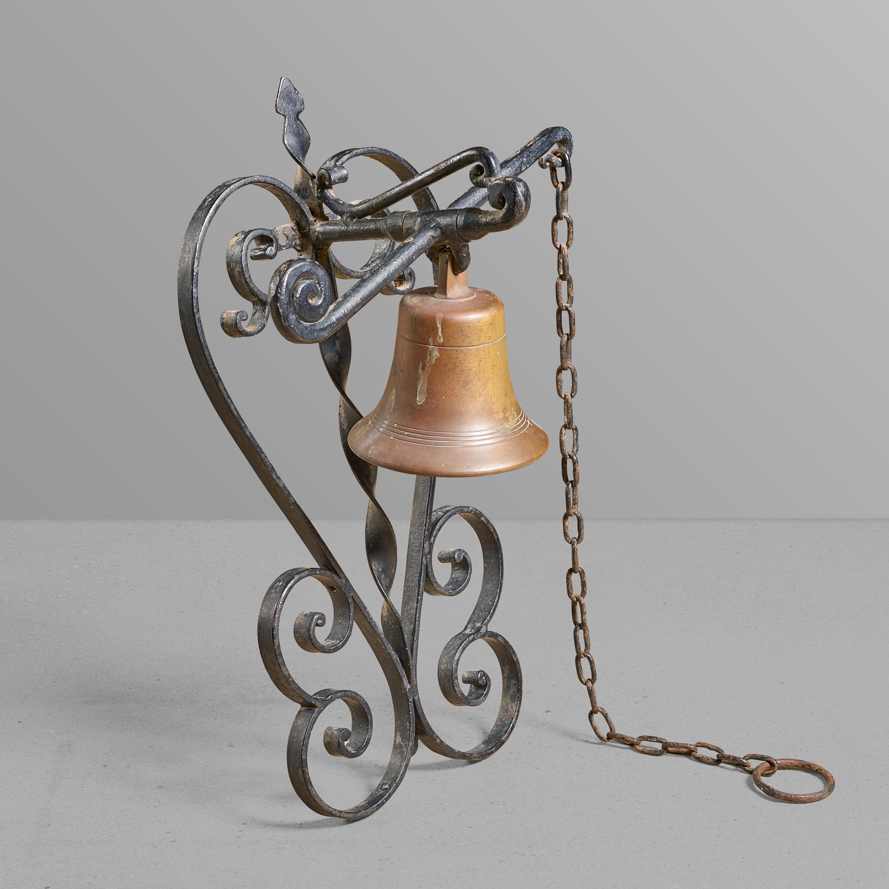 Argentine Wall Mounted Iron and Bronze Bell For Sale