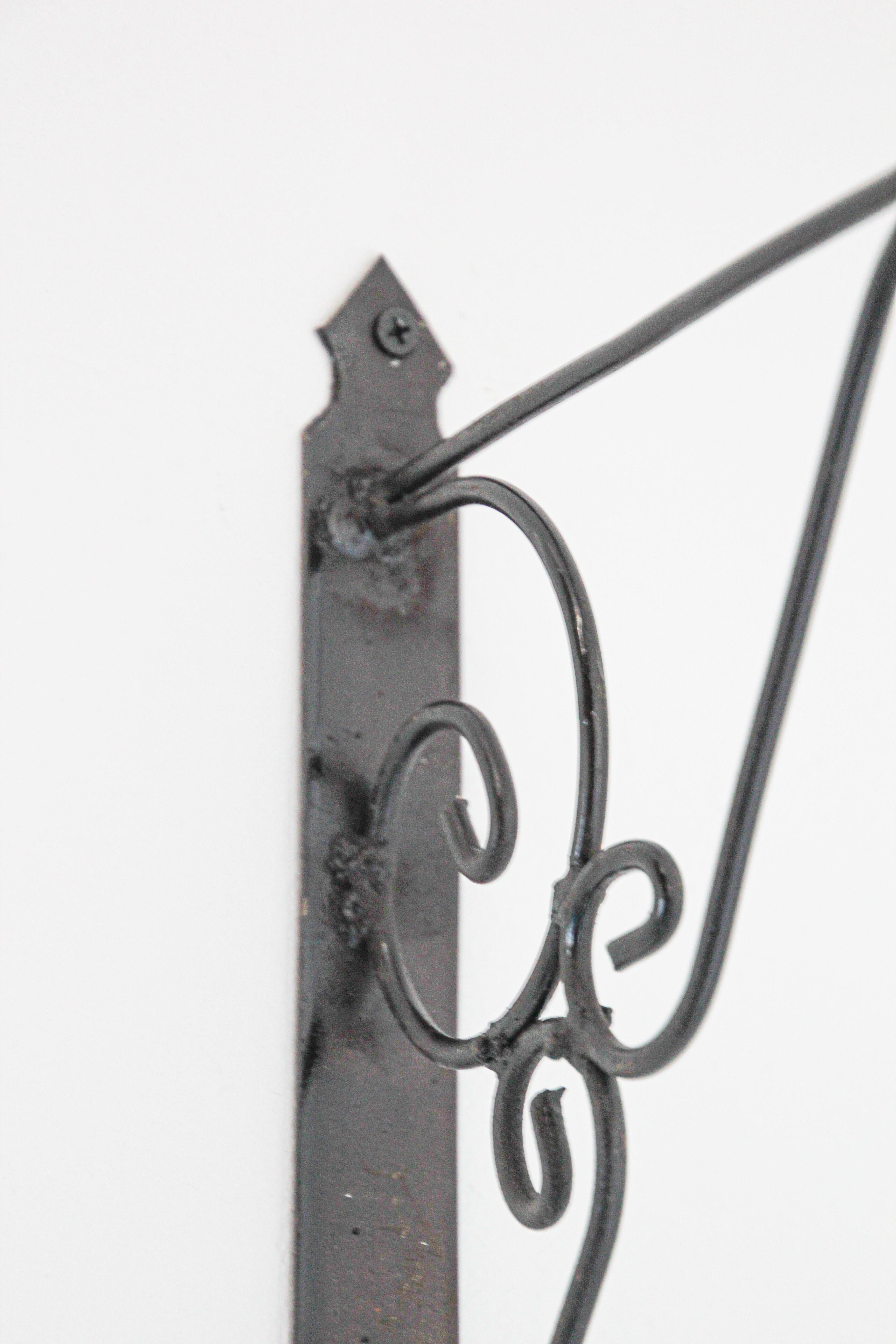 Hand-Crafted Wall Mounted Iron Bracket for Lanterns or Signs For Sale