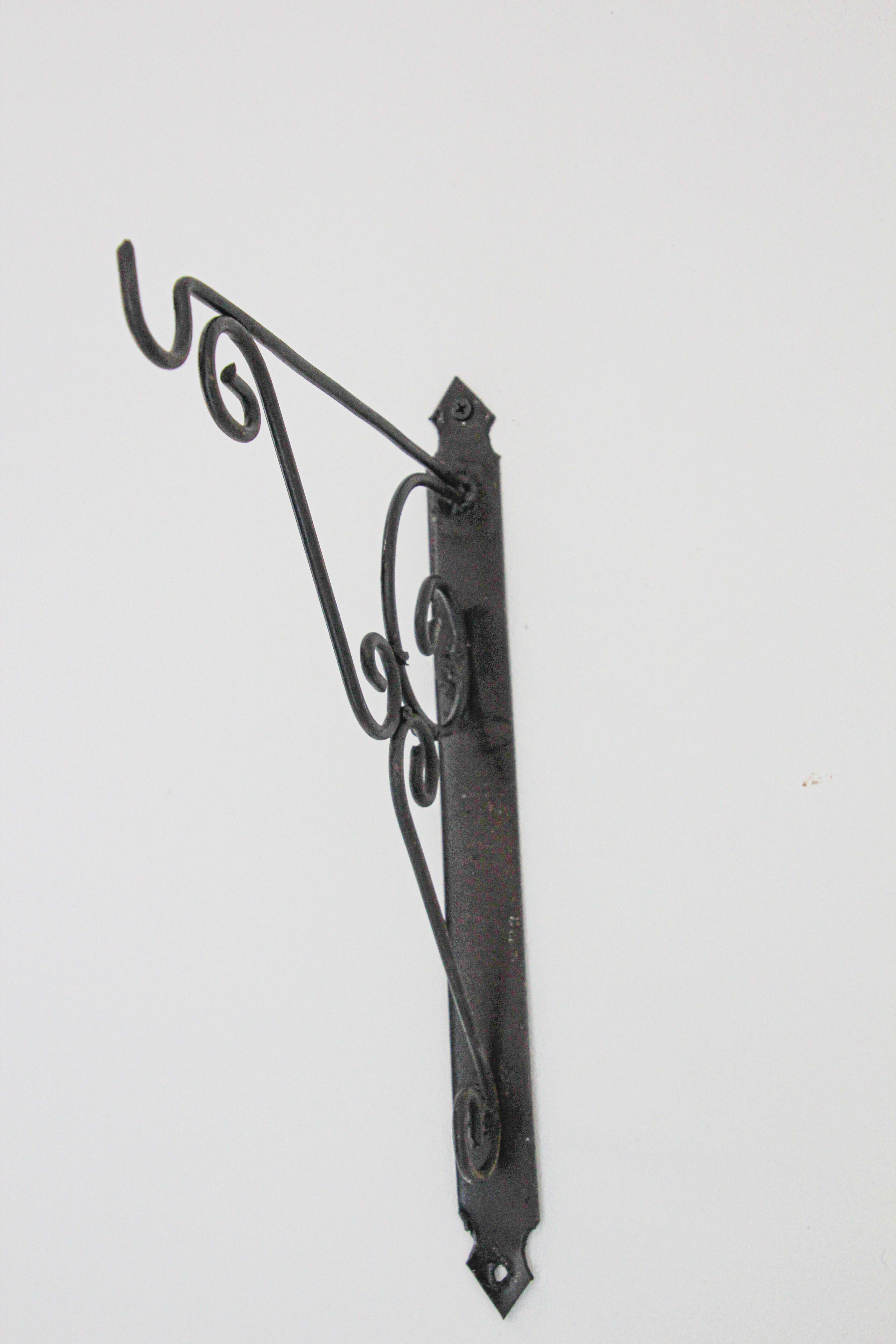 Wall Mounted Iron Bracket for Lanterns or Signs In Good Condition For Sale In North Hollywood, CA