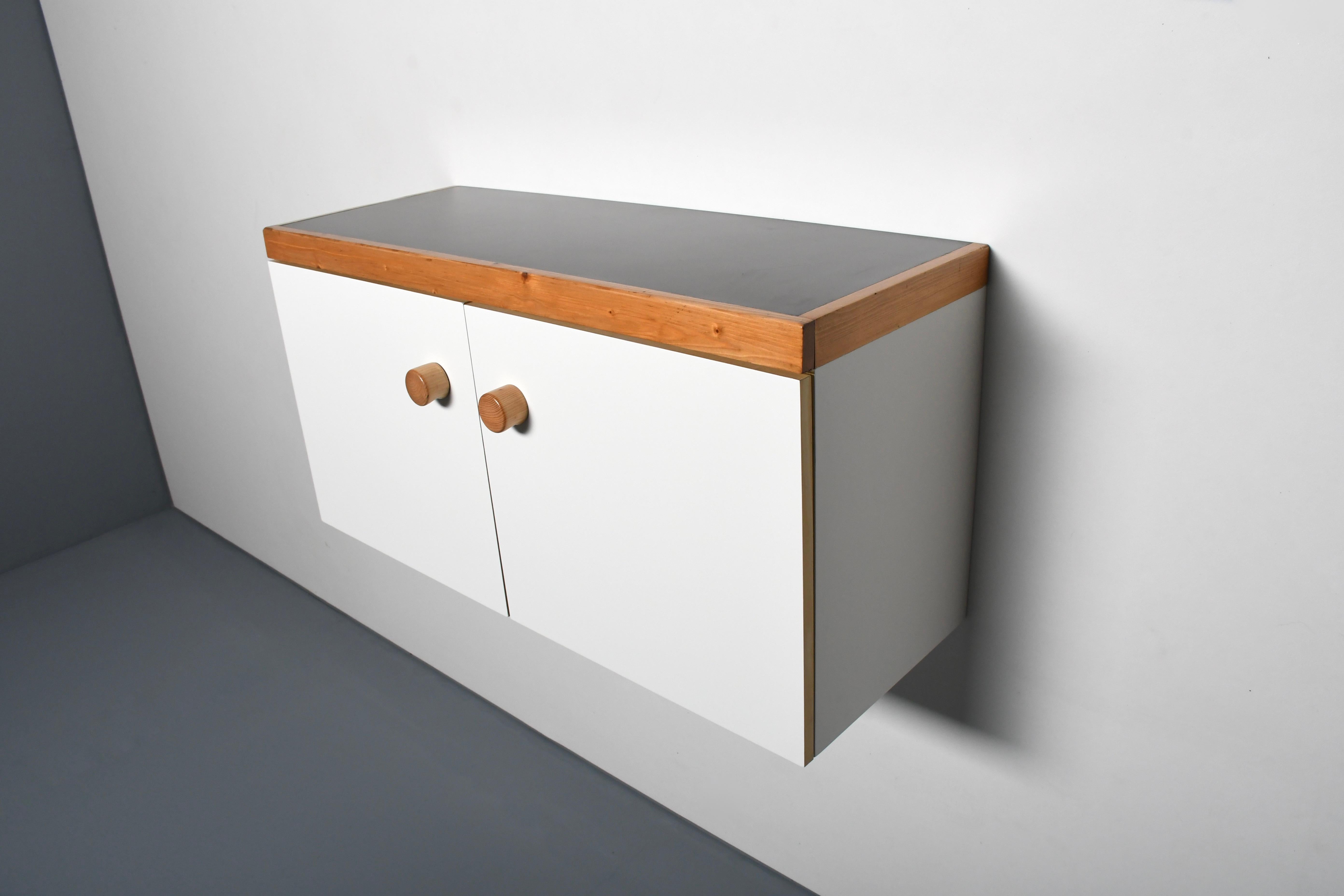 Laminate Wall Mounted 'Les Arcs’ Cabinet / Sideboard by Charlotte Perriand, France 1970s For Sale