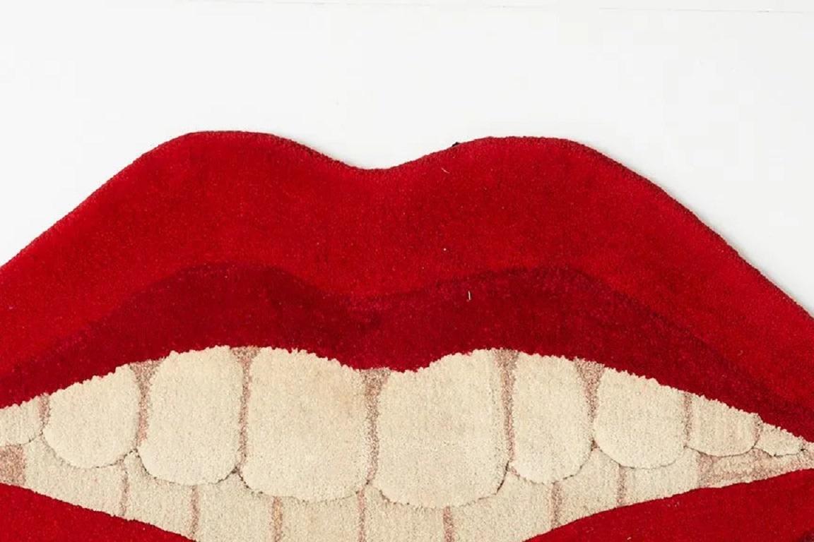 Large 1970s Pop Art Wall Mounted Lips Rug  In Good Condition For Sale In New York, NY