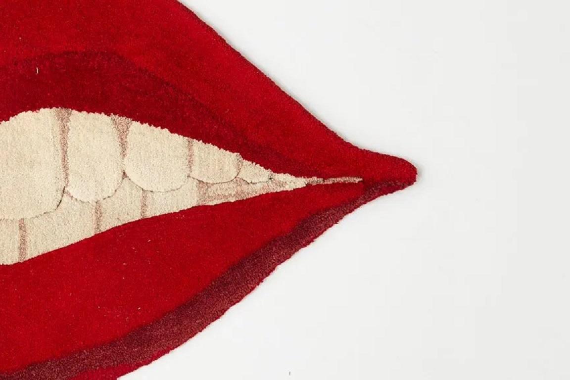Late 20th Century Large 1970s Pop Art Wall Mounted Lips Rug  For Sale