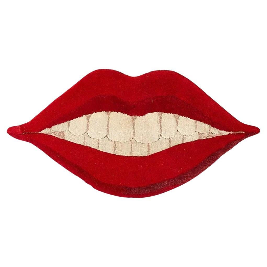 Large 1970s Pop Art Wall Mounted Lips Rug  For Sale