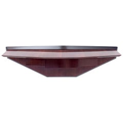 Vintage Wall-Mounted Wooden Console Table in the Style of Gio Ponti, Italy
