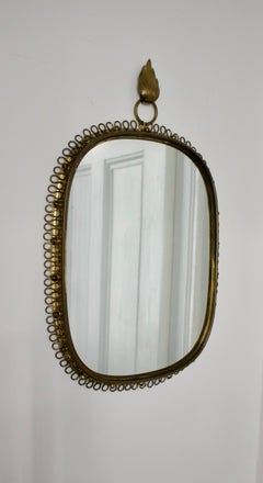 Wall-Mounted Mirror with Brass Loop Frame by Josef Frank, Sweden, 1950s