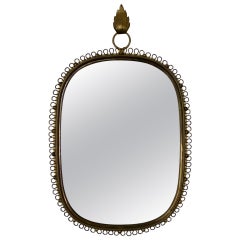 Wall-Mounted Mirror with Brass Loop Frame by Josef Frank, Sweden, 1950s