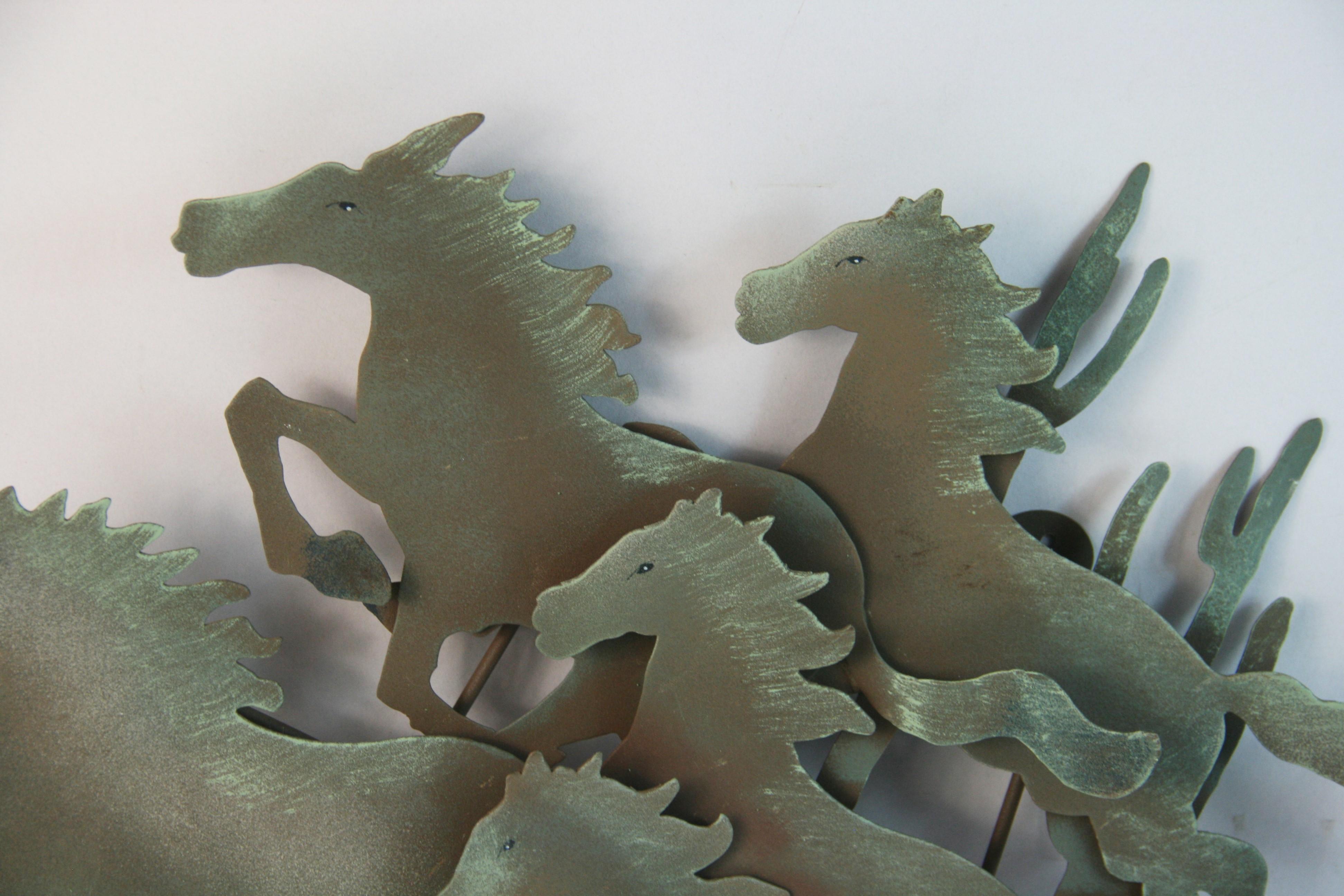 Late 20th Century Wall Mounted Patinated Galloping Horse Sculpture #1 For Sale