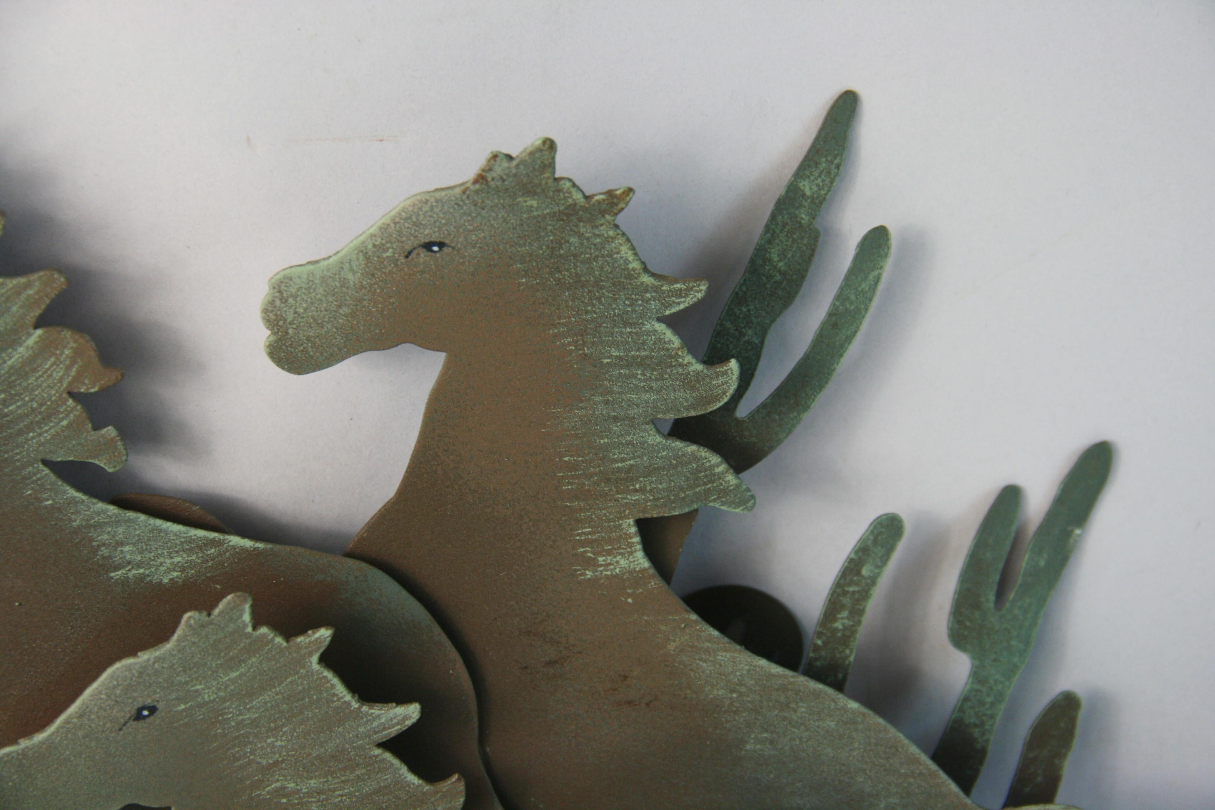Wall Mounted Patinated Galloping Horse Sculpture #1 For Sale 2