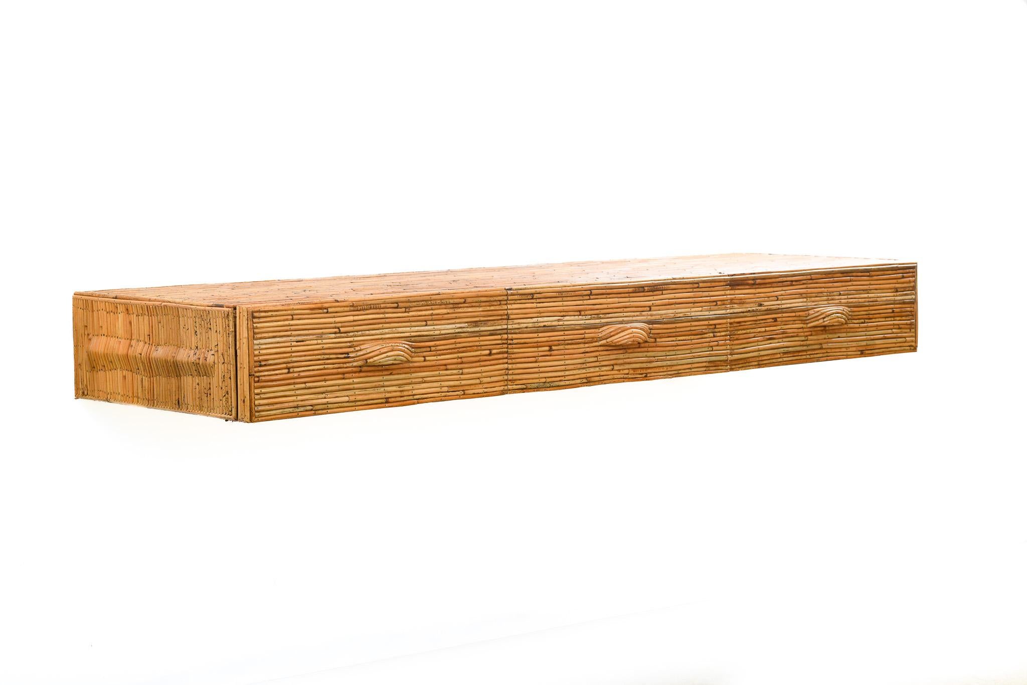 Contemporary Wall Mounted Pencil Reed Console Table For Sale