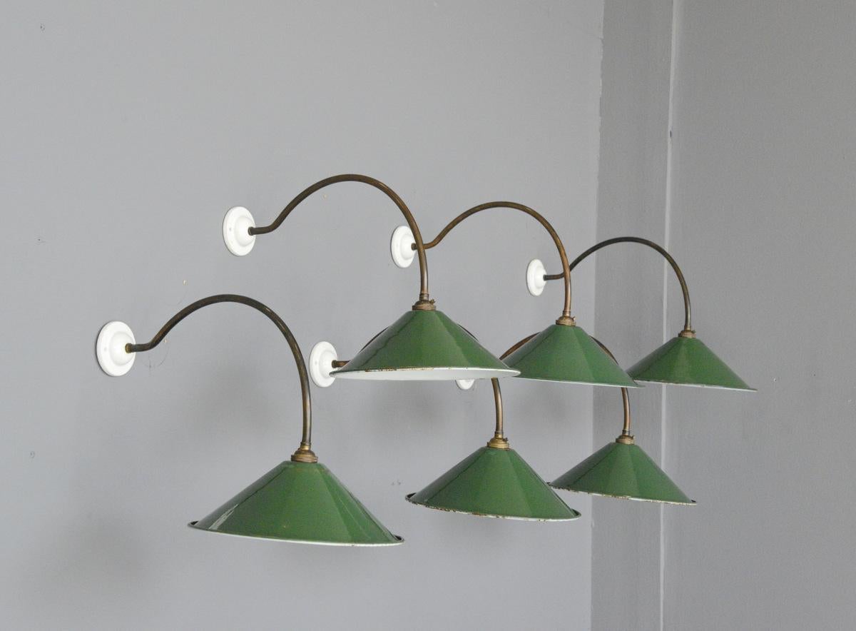 Industrial Wall Mounted Porcelain and Copper Lights, circa 1920s