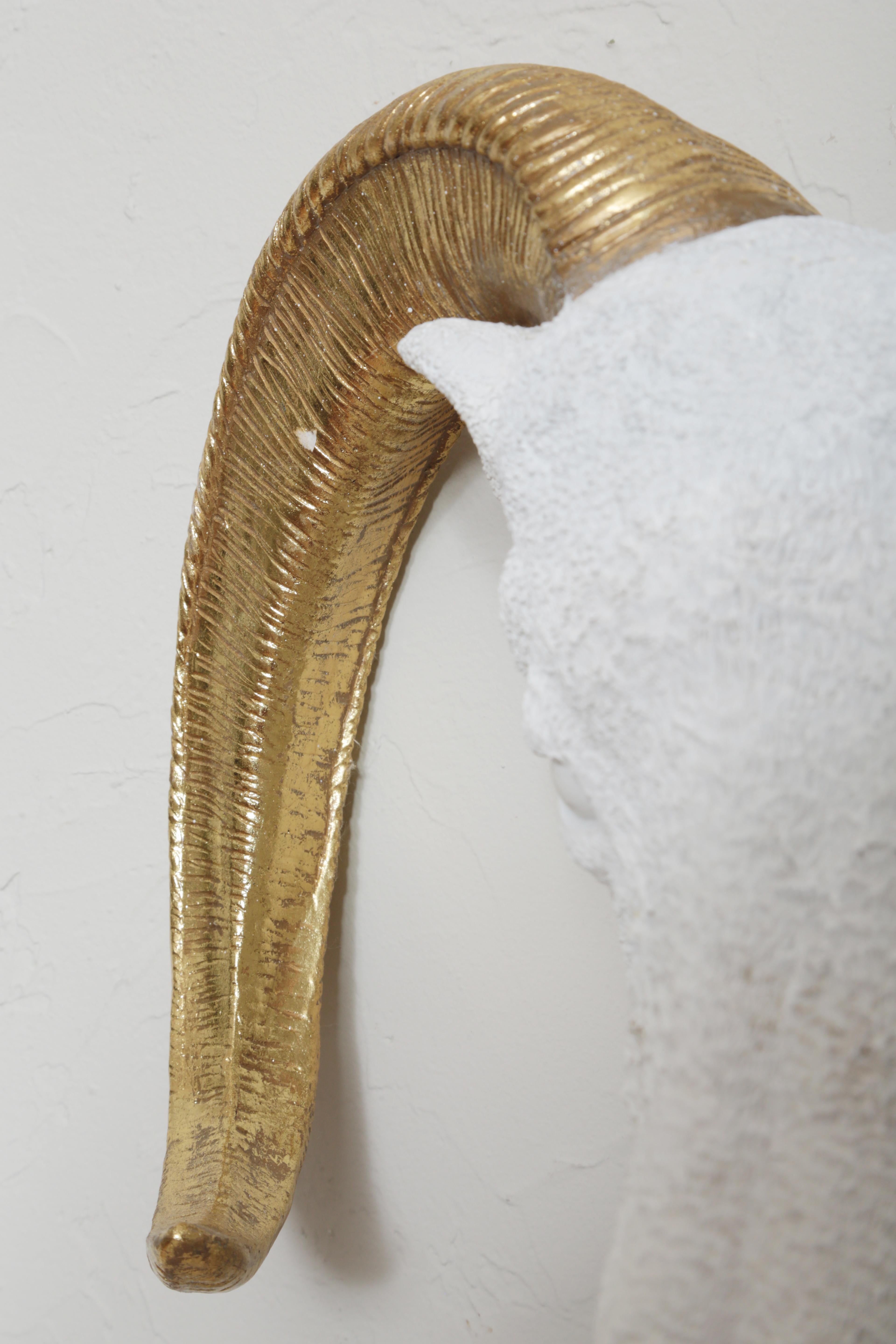 Wall Mounted Ram's Head with Gilded Horns 1