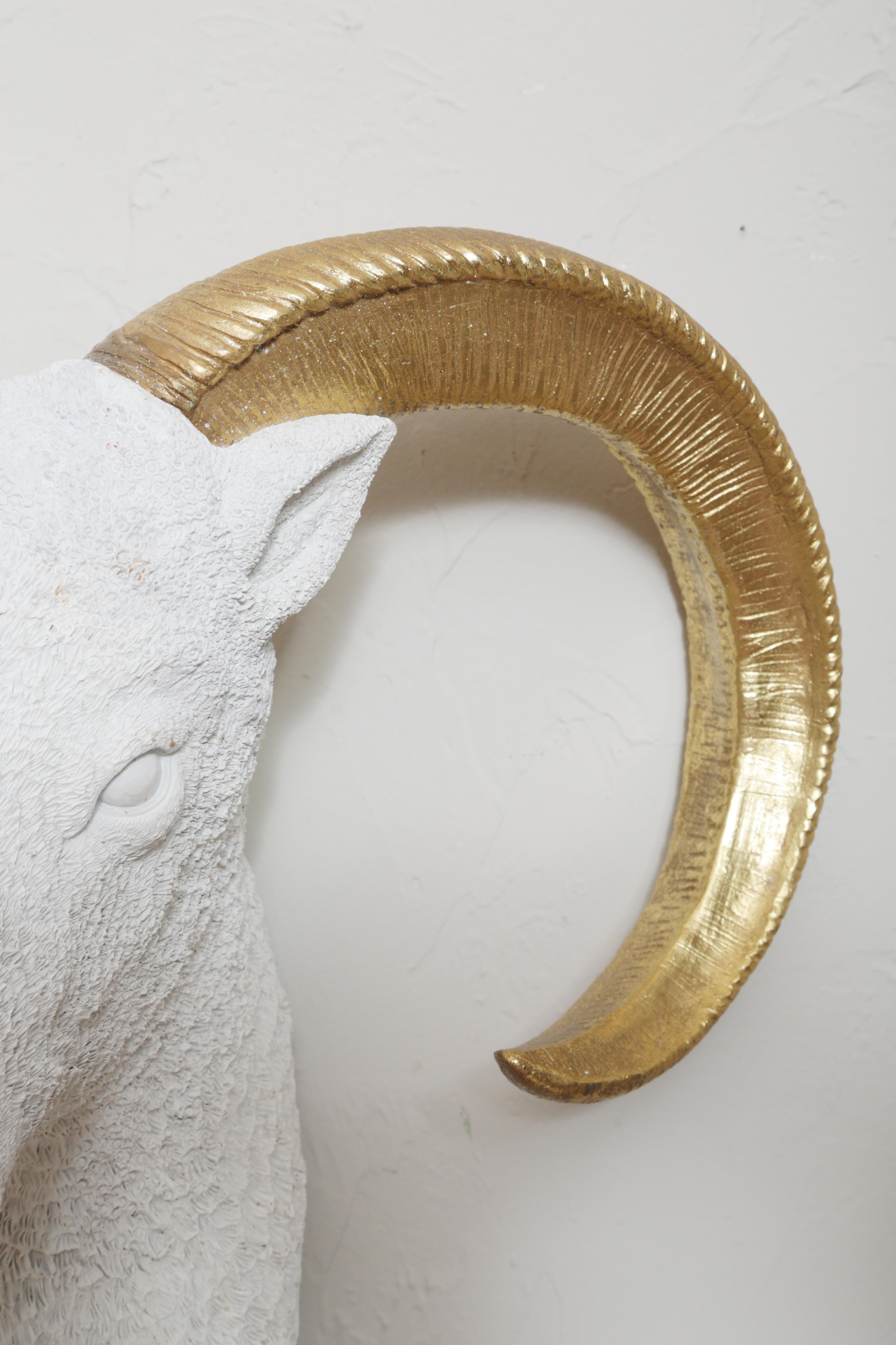 Wall Mounted Ram's Head with Gilded Horns 2