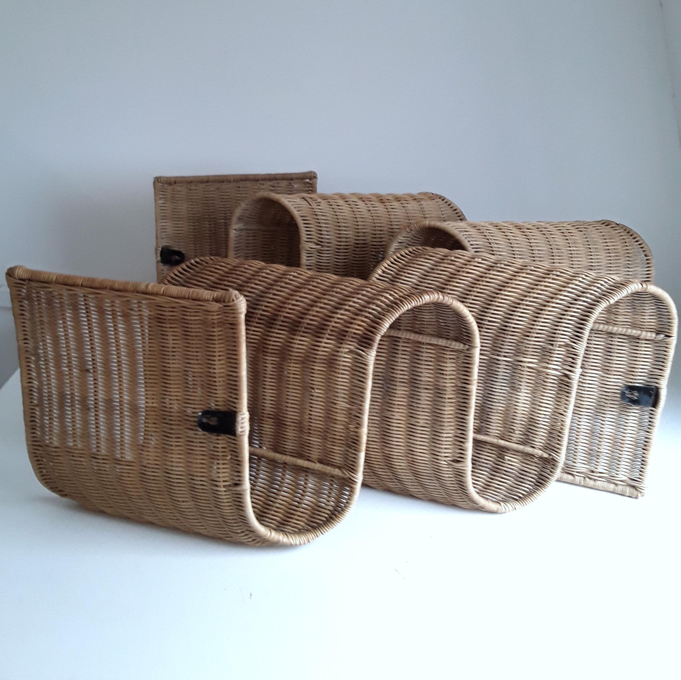 Wall Mounted Rattan Magazine Racks, Italy, circa 1970 In Excellent Condition In London, GB