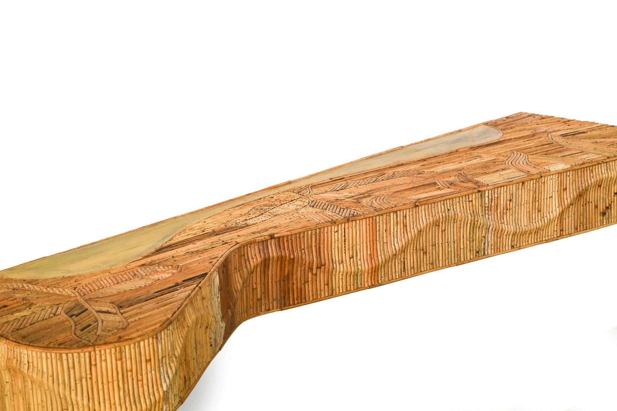 Wall Mounted Rattan Pencil Reed Console Table For Sale 1