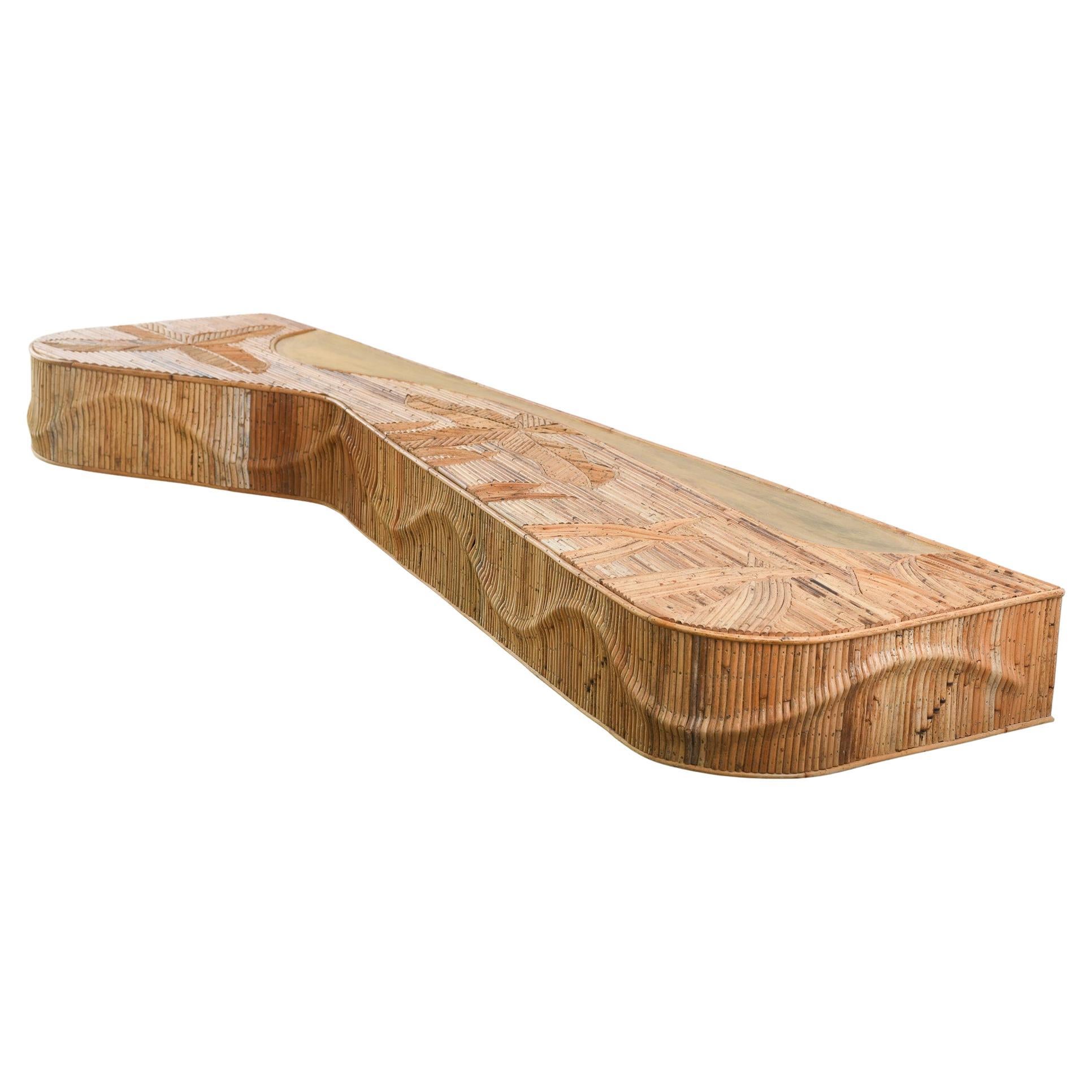 Table console murale en rotin Pencil Reed