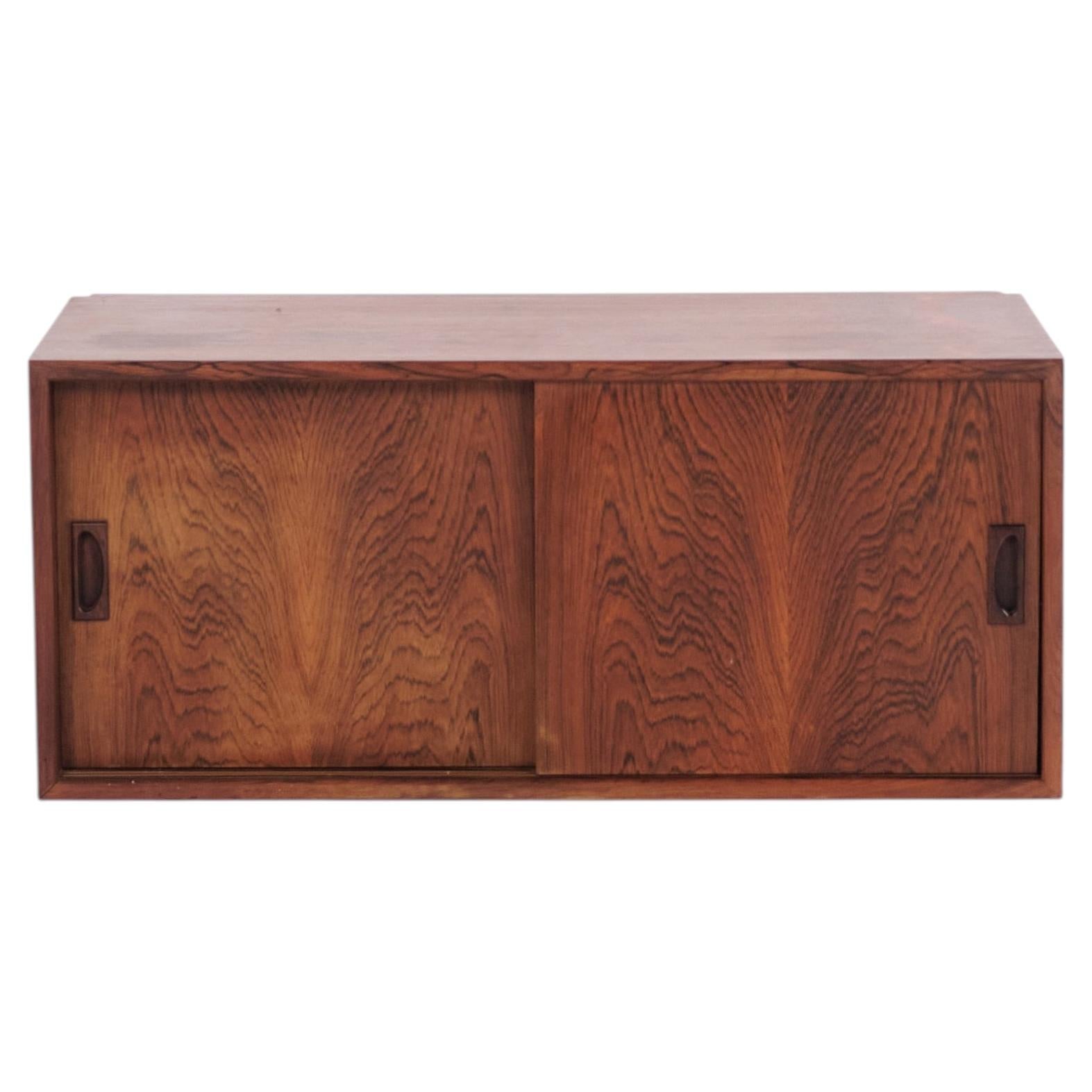 Wall-Mounted Rosewood Cabinet with Sliding Doors, 1960s For Sale