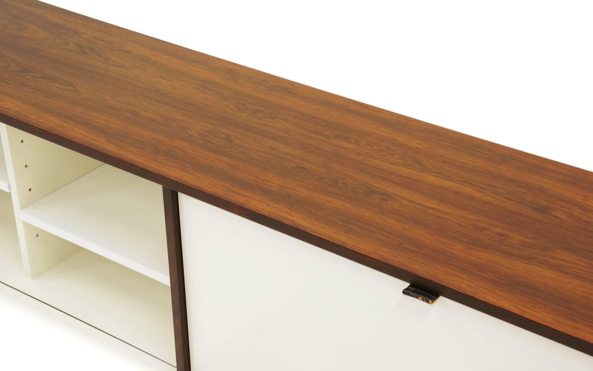 Lacquered Wall-Mounted Rosewood Cabinets by Florence Knoll, Excellent Condition, Pair For Sale