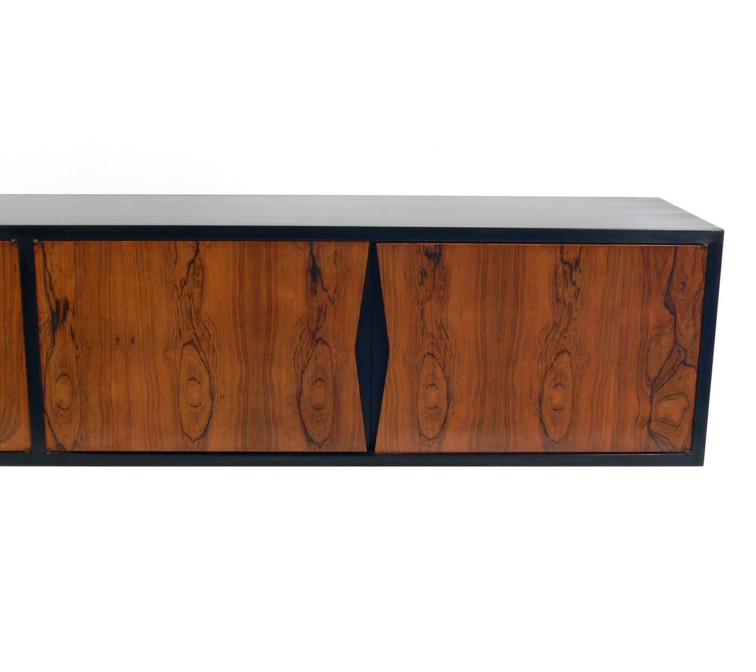Lacquered Wall-Mounted Rosewood Console